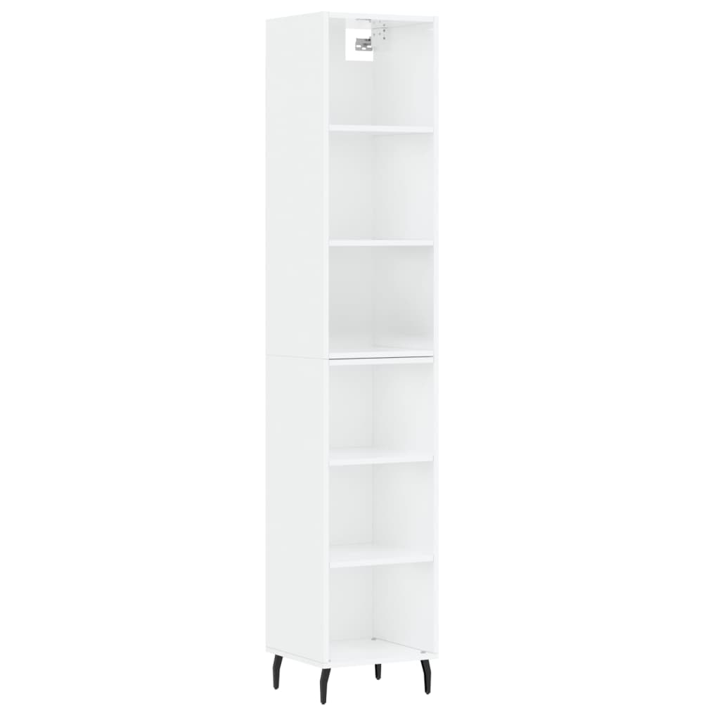 vidaXL Aparador alto contrachapada blanco brillante 34,5x32,5x180 cm