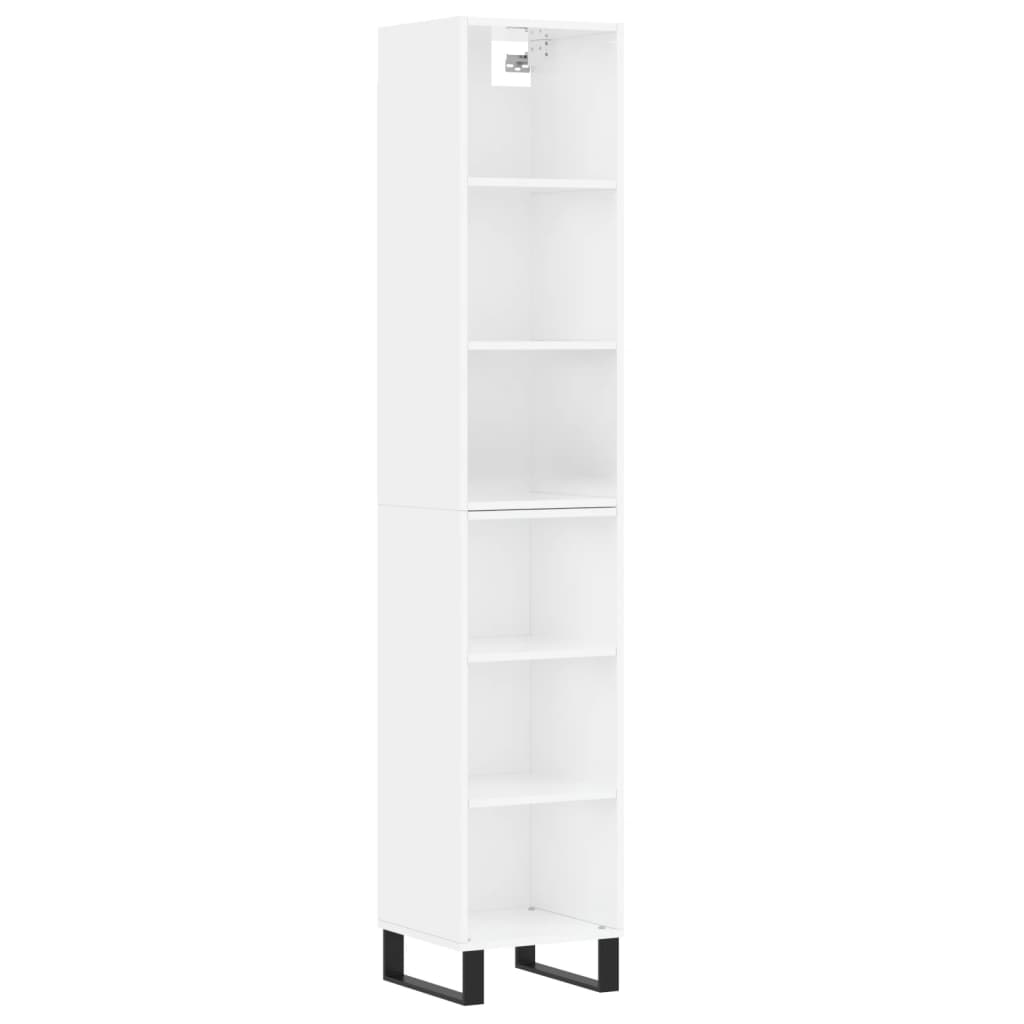 vidaXL Aparador alto contrachapada blanco brillante 34,5x32,5x180 cm