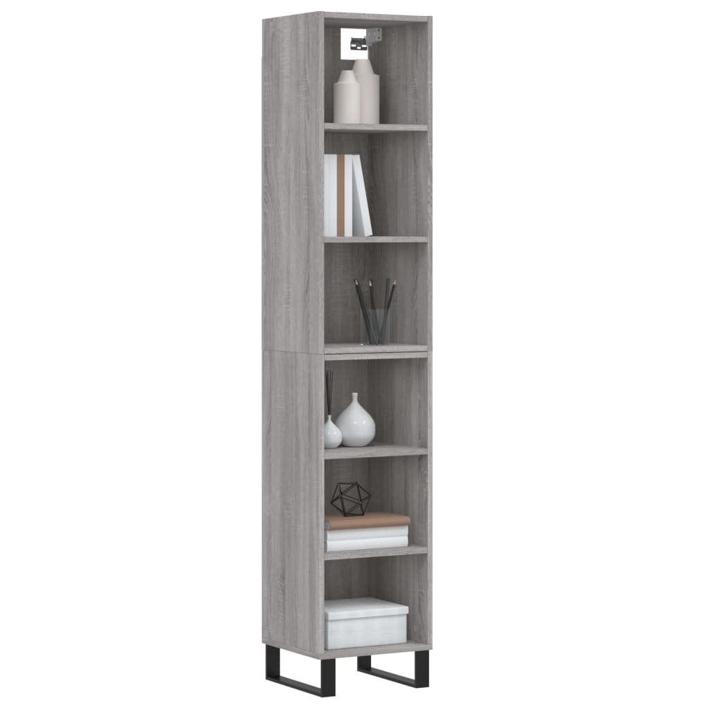 vidaXL Aparador alto madera contrachapada gris Sonoma 34,5x32,5x180 cm