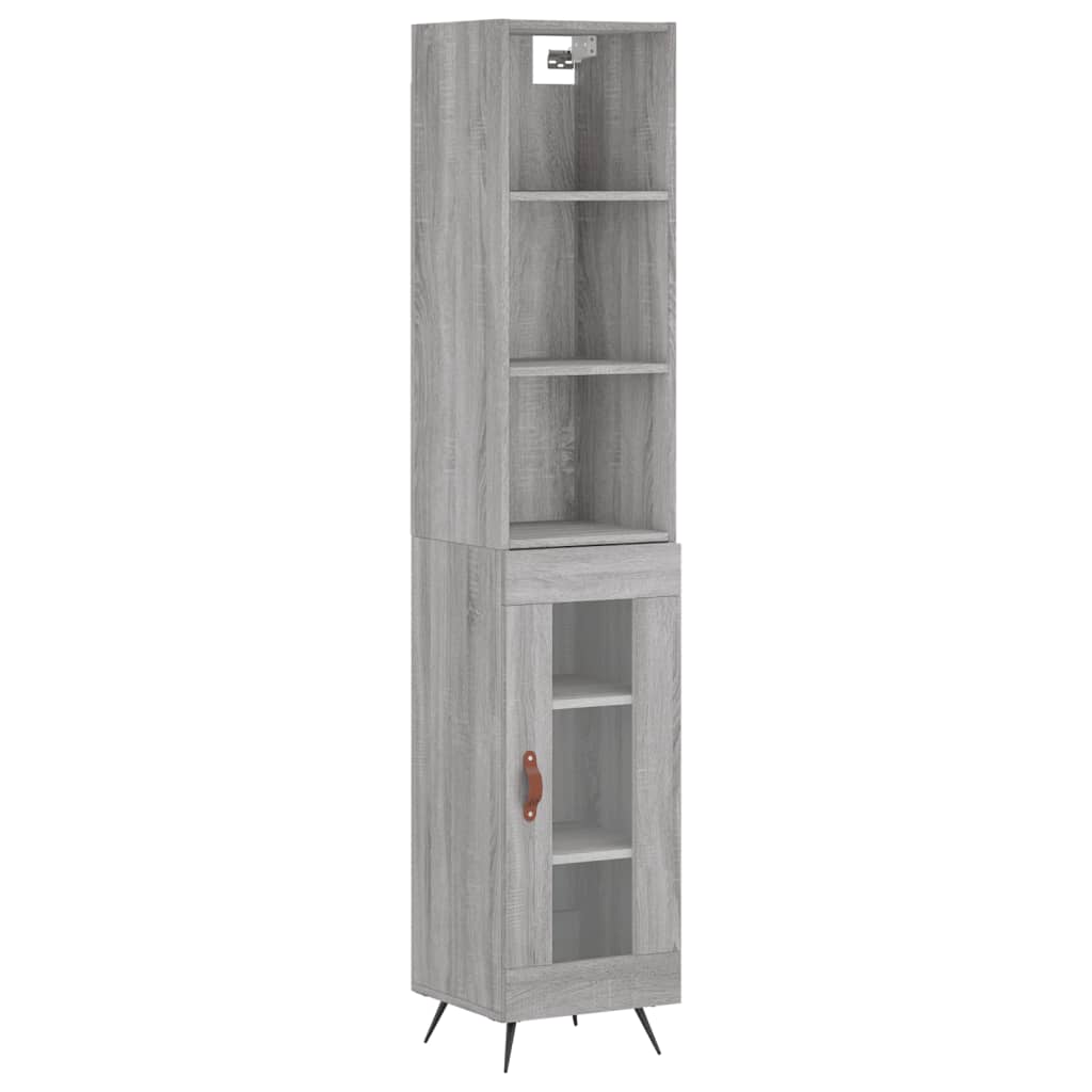 vidaXL Aparador alto madera contrachapada gris Sonoma 34,5x34x180 cm