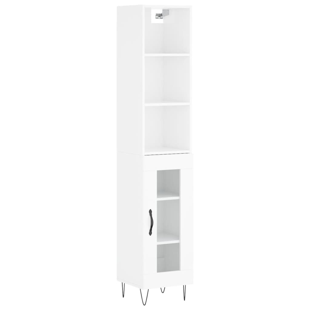 vidaXL Aparador alto madera contrachapada blanco brillo 34,5x34x180 cm