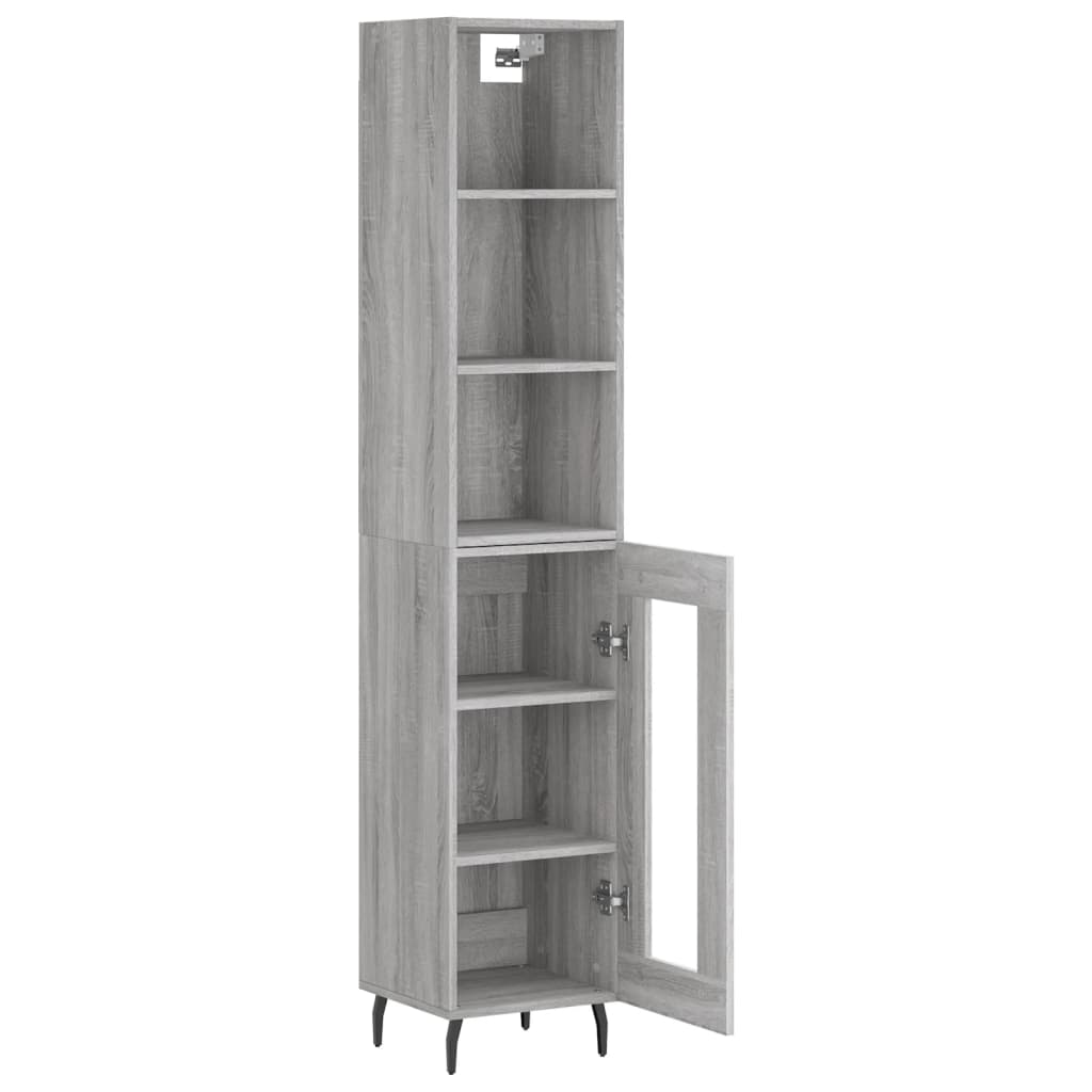 vidaXL Aparador alto madera contrachapada gris Sonoma 34,5x34x180 cm