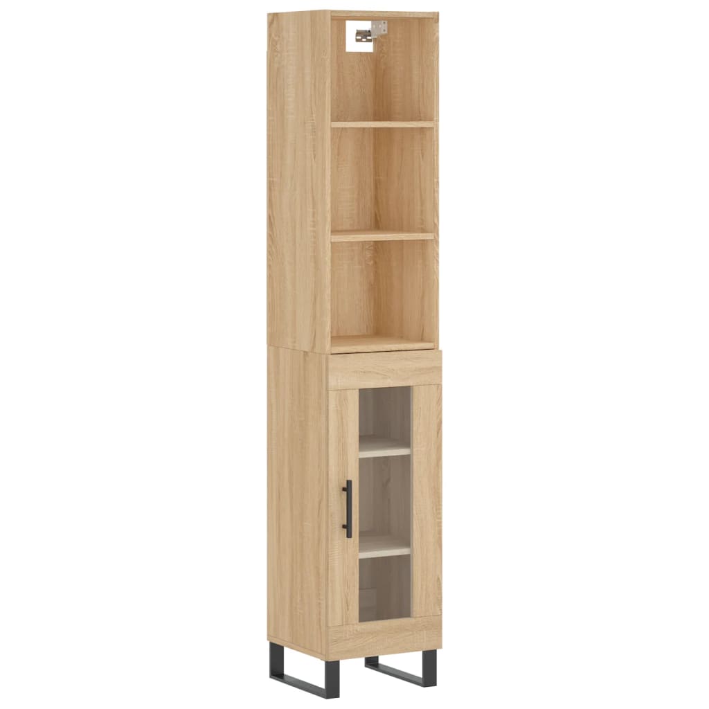 vidaXL Aparador de madera contrachapada roble Sonoma 34,5x34x180 cm