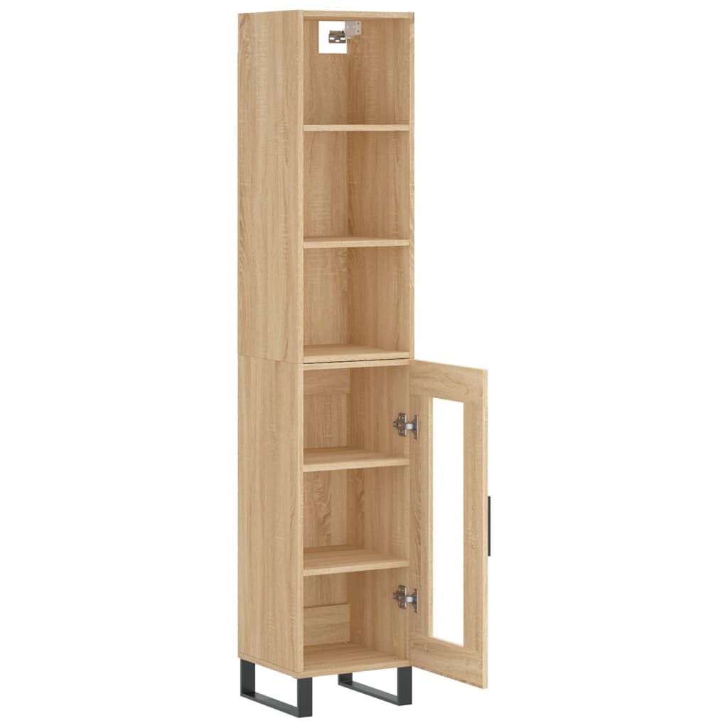 vidaXL Aparador de madera contrachapada roble Sonoma 34,5x34x180 cm