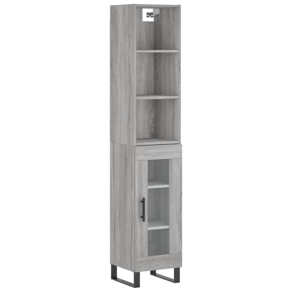 vidaXL Aparador alto madera contrachapada gris Sonoma 34,5x34x180 cm