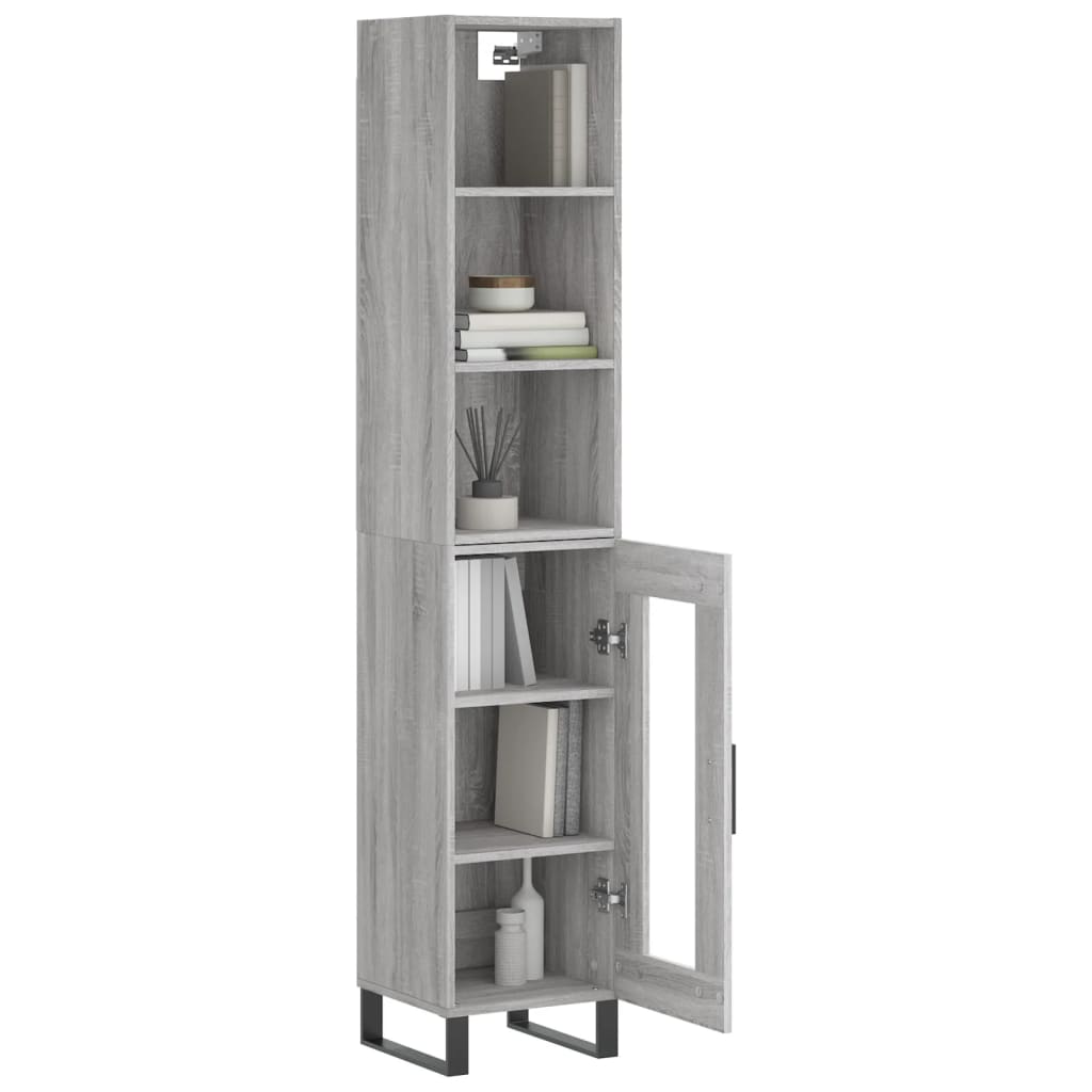 vidaXL Aparador alto madera contrachapada gris Sonoma 34,5x34x180 cm