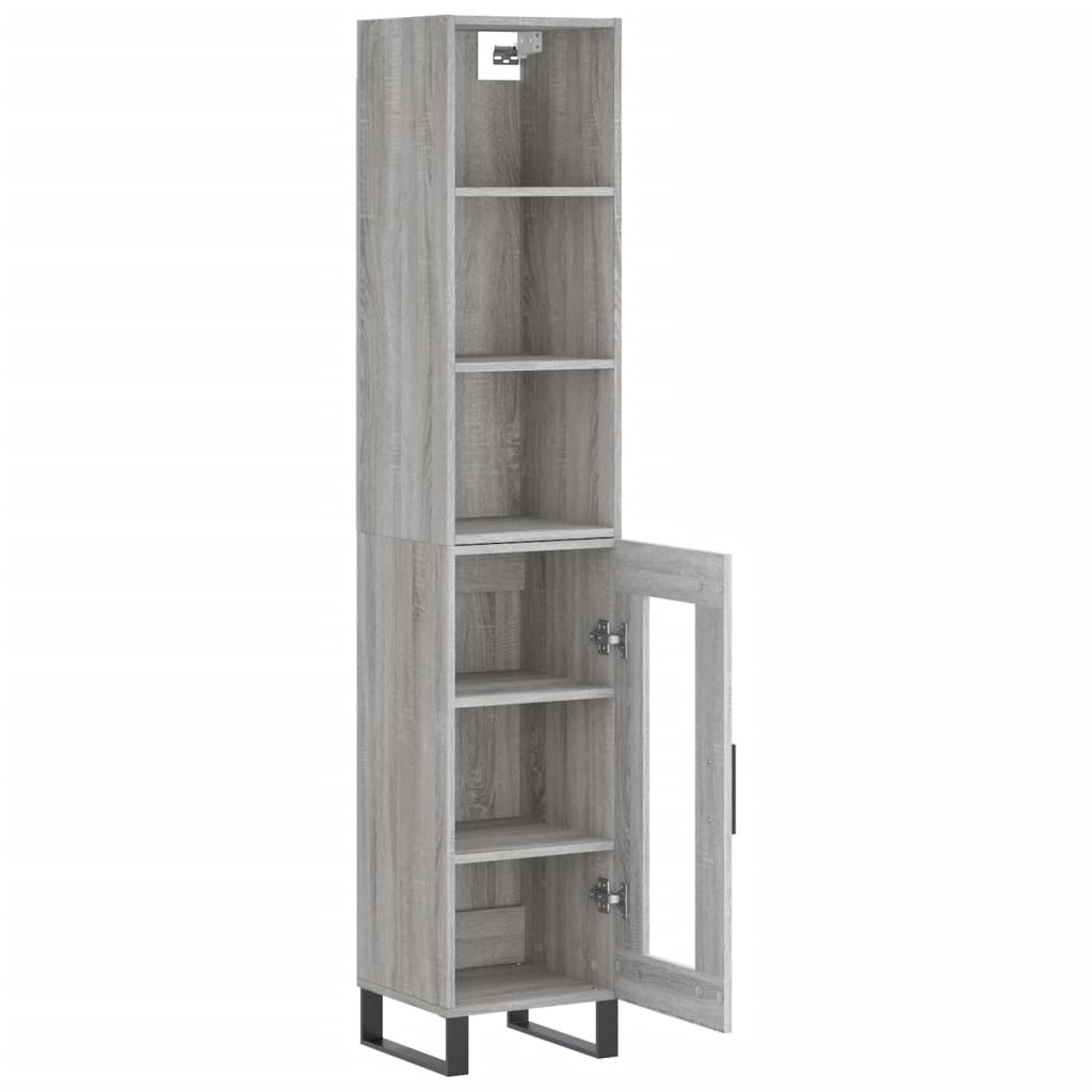 vidaXL Aparador alto madera contrachapada gris Sonoma 34,5x34x180 cm