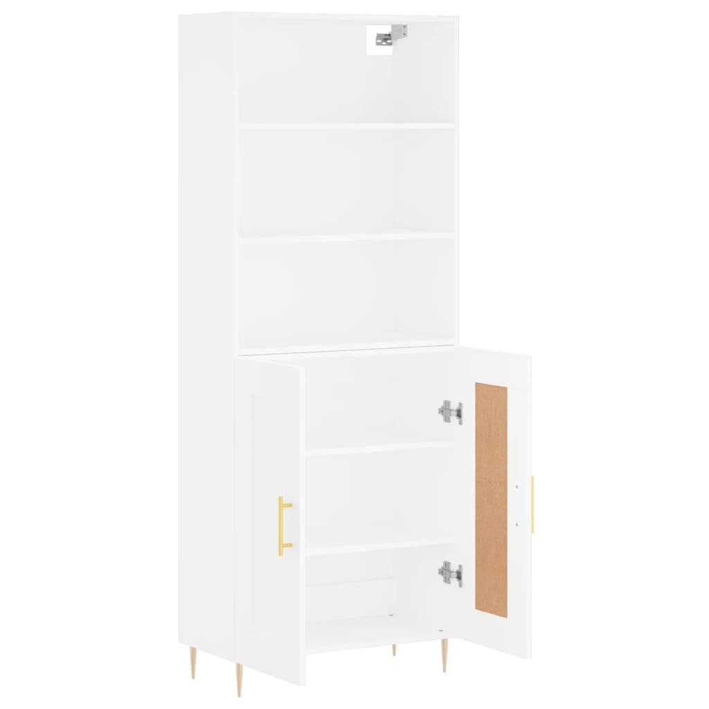 vidaXL Aparador alto madera contrachapada blanco 69,5x34x180 cm