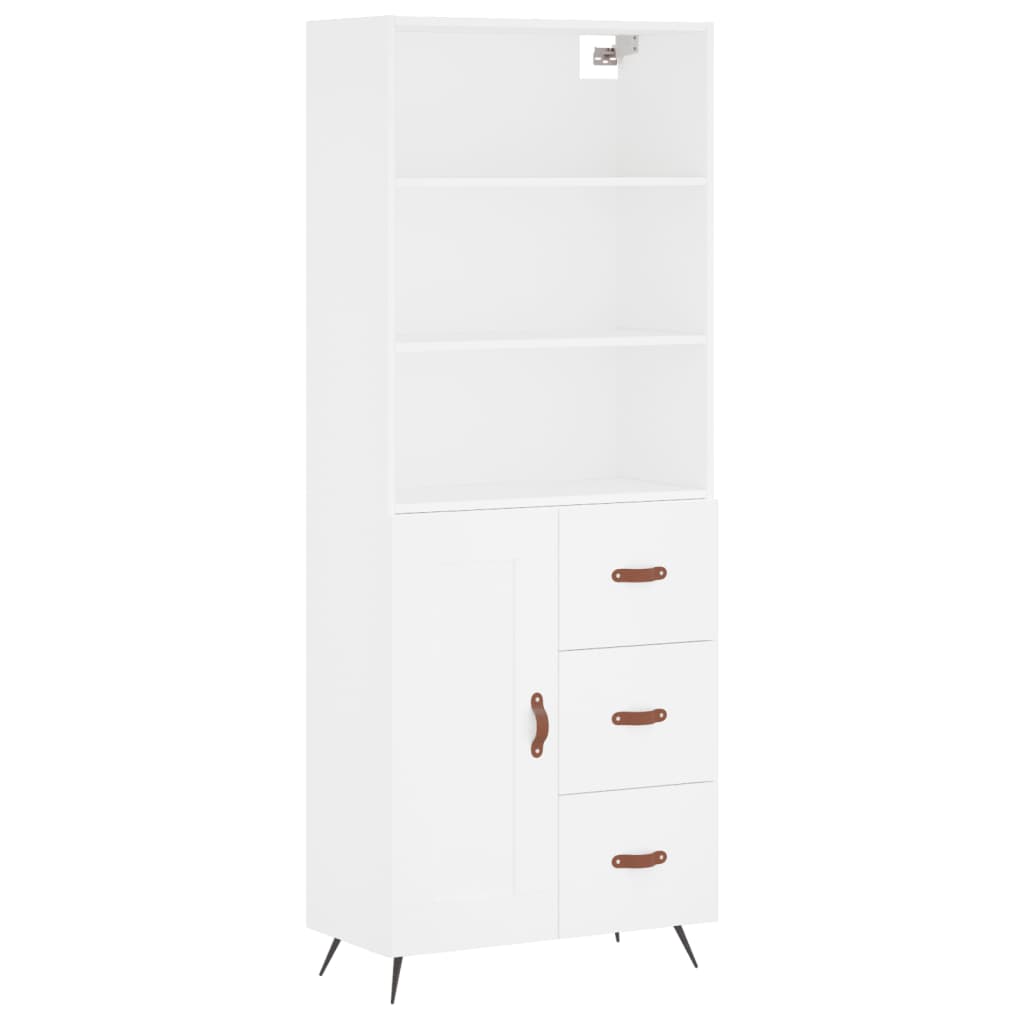 vidaXL Aparador alto madera contrachapada blanco 69,5x34x180 cm