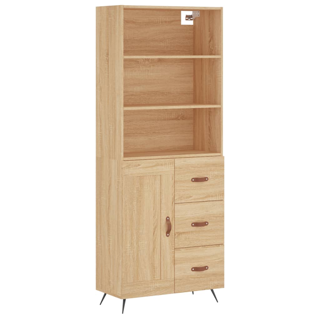 vidaXL Aparador alto madera contrachapada color roble 69,5x34x180 cm