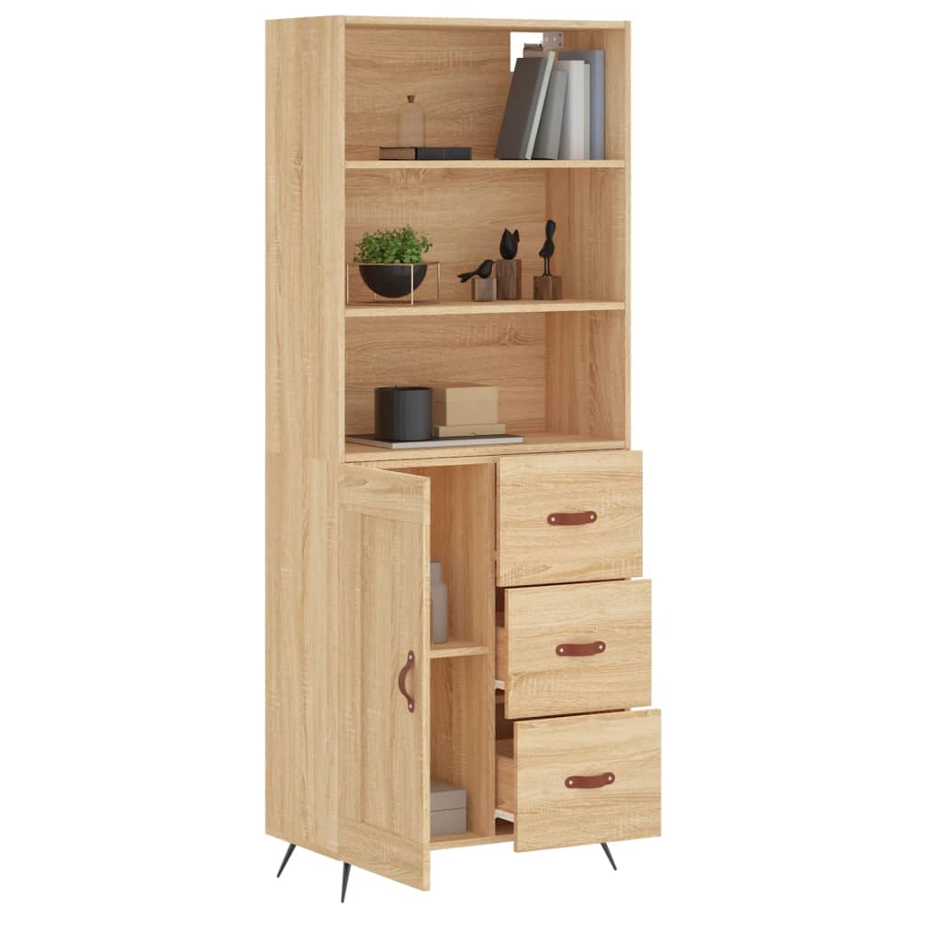 vidaXL Aparador alto madera contrachapada color roble 69,5x34x180 cm