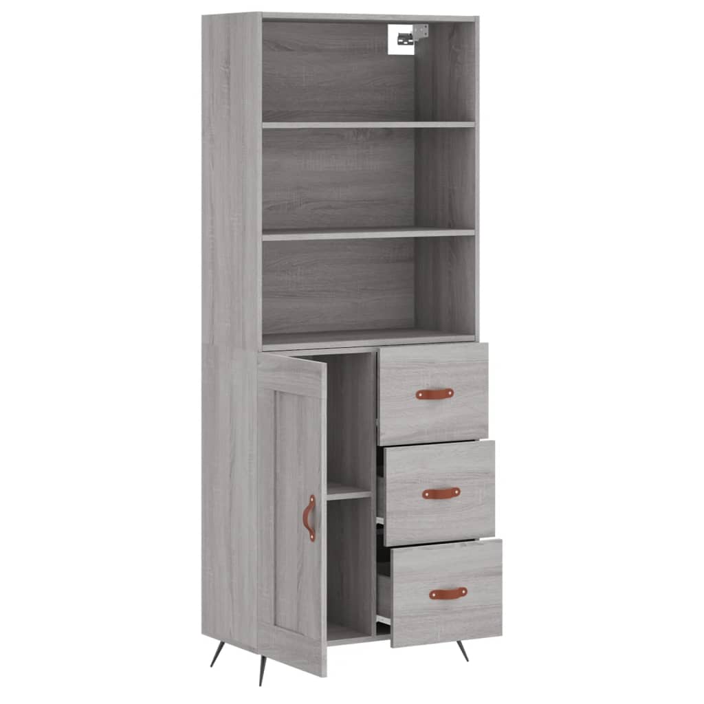 vidaXL Aparador alto madera contrachapada gris sonoma 69,5x34x180 cm