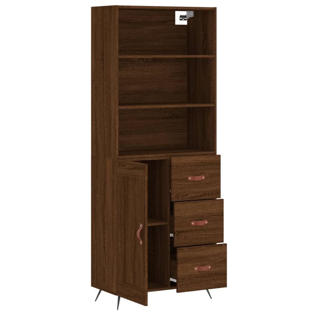 vidaXL Aparador alto madera contrachapada marrón roble 69,5x34x180 cm