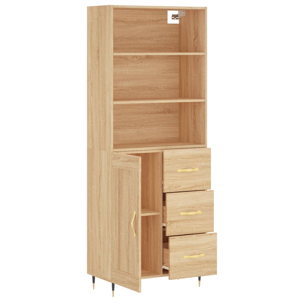 vidaXL Aparador alto madera contrachapada color roble 69,5x34x180 cm