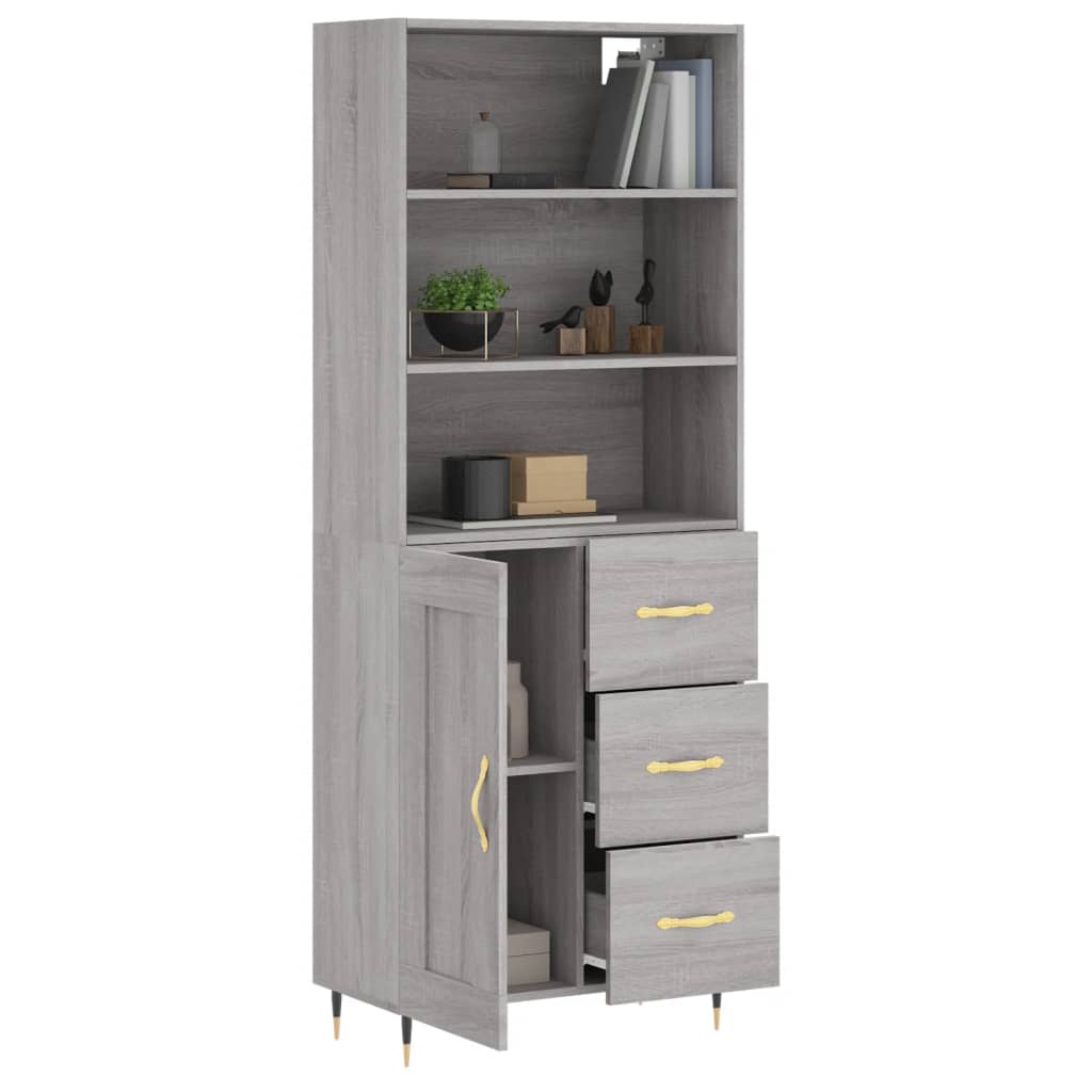 vidaXL Aparador alto madera contrachapada gris sonoma 69,5x34x180 cm