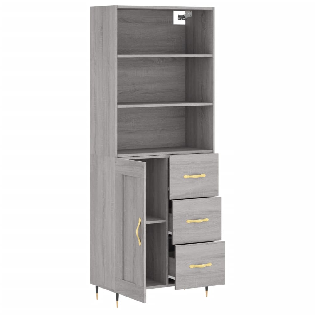 vidaXL Aparador alto madera contrachapada gris sonoma 69,5x34x180 cm