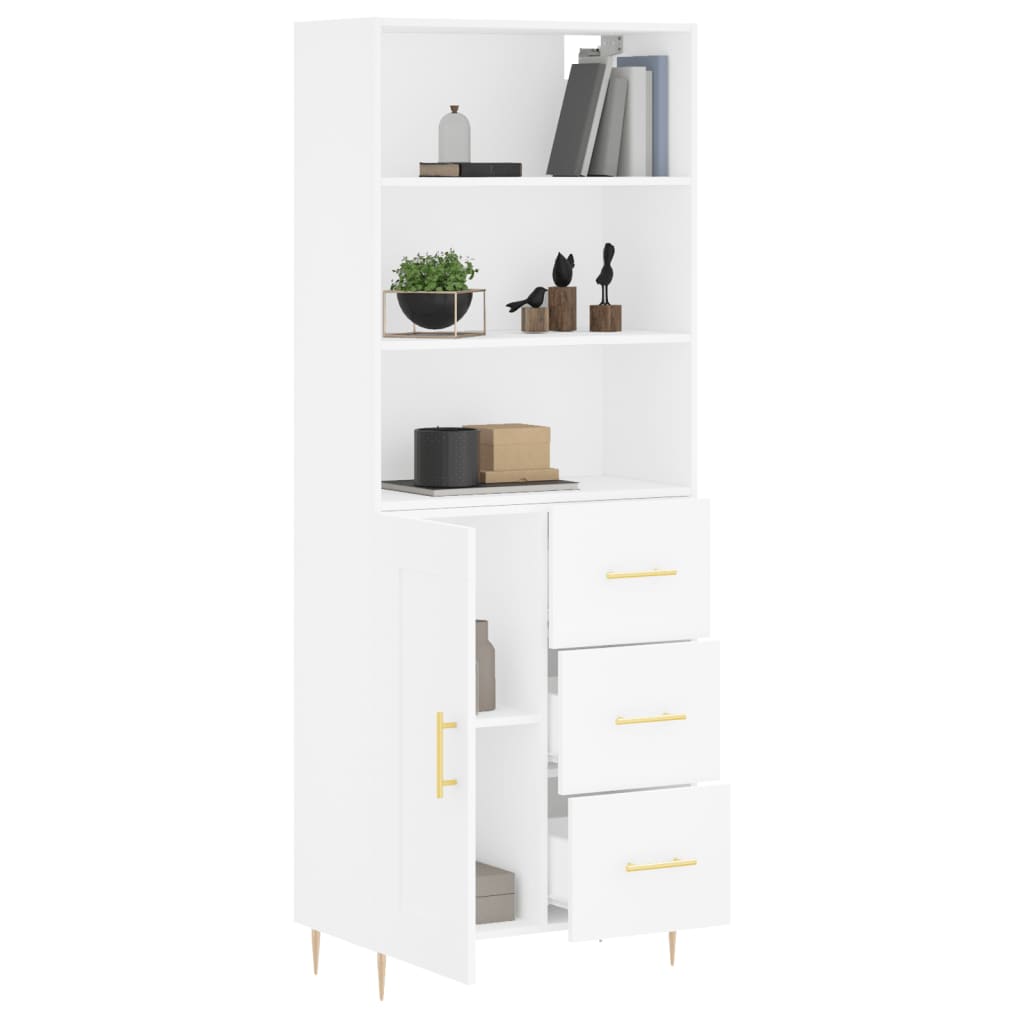 vidaXL Aparador alto madera contrachapada blanco 69,5x34x180 cm