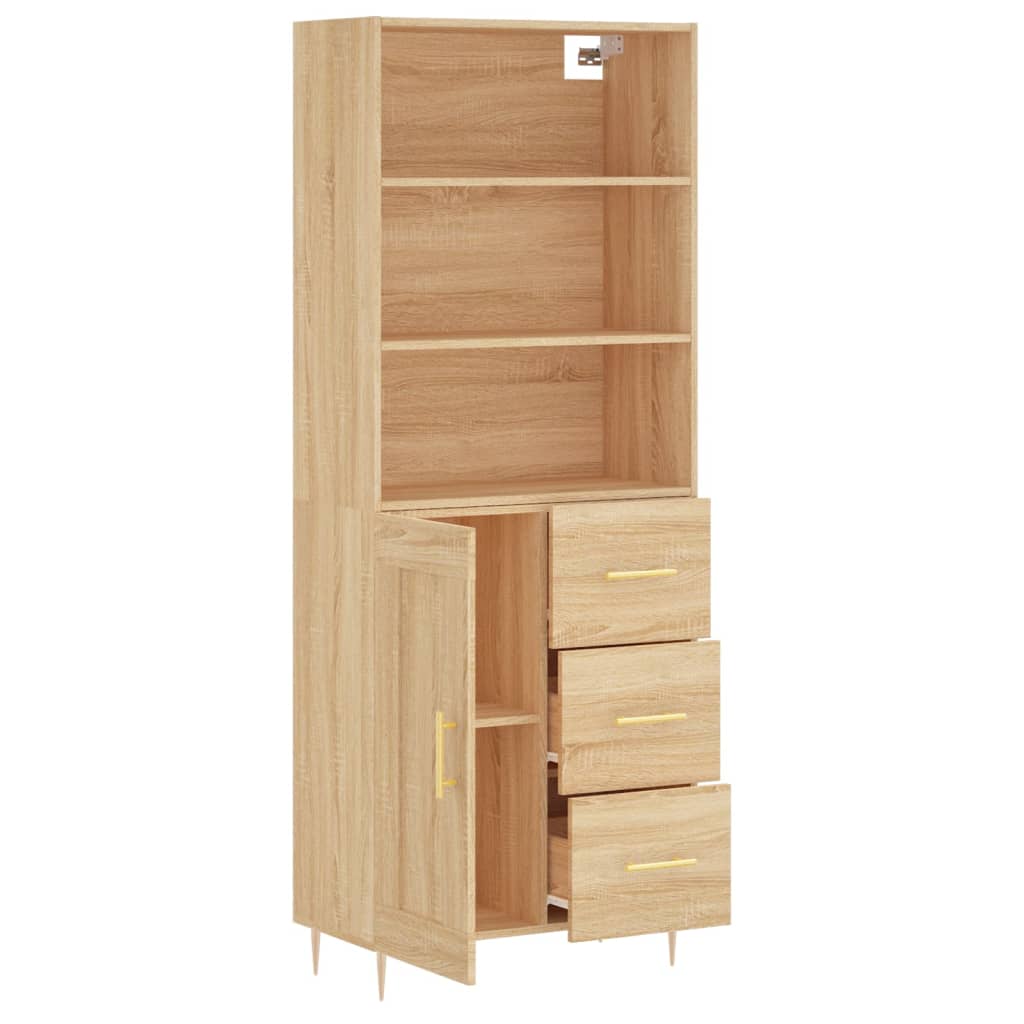 vidaXL Aparador alto madera contrachapada color roble 69,5x34x180 cm