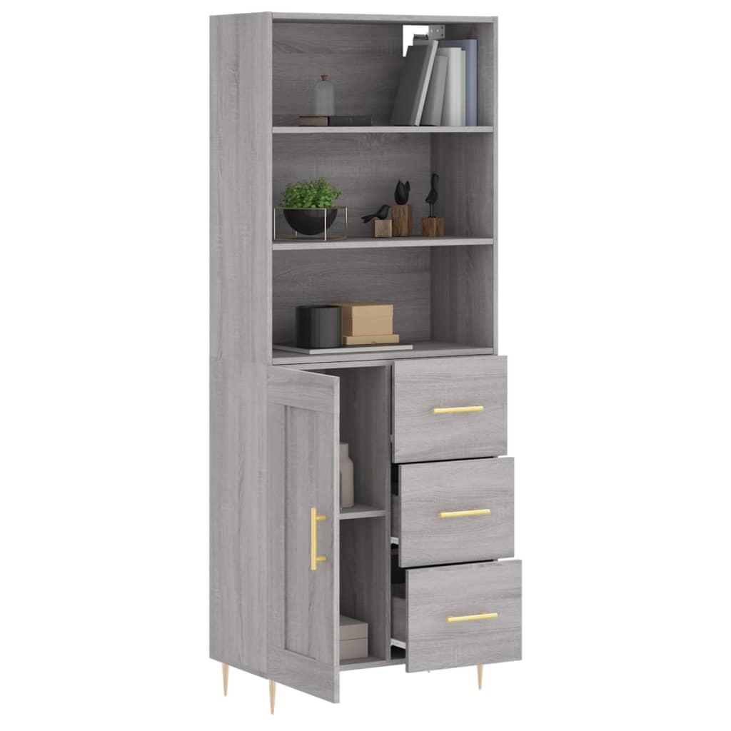 vidaXL Aparador alto madera contrachapada gris sonoma 69,5x34x180 cm