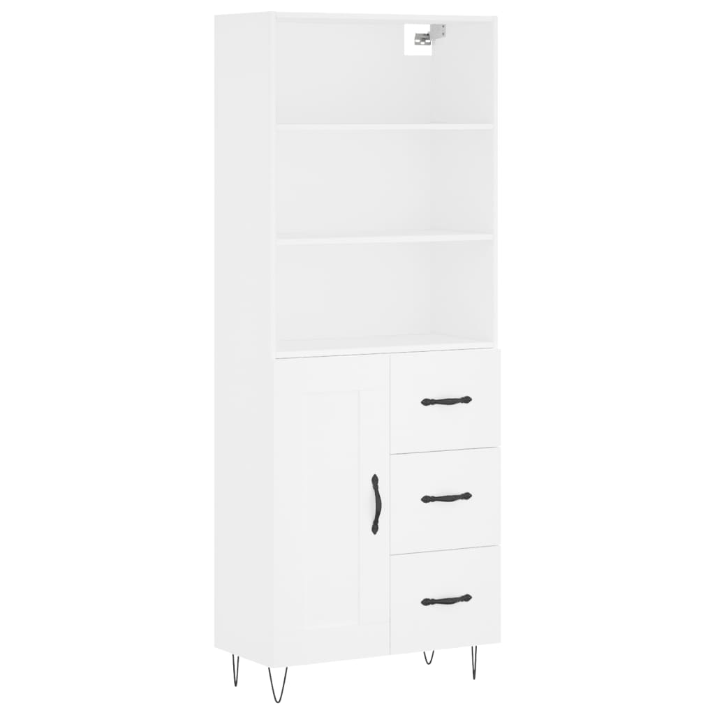 vidaXL Aparador alto madera contrachapada blanco 69,5x34x180 cm