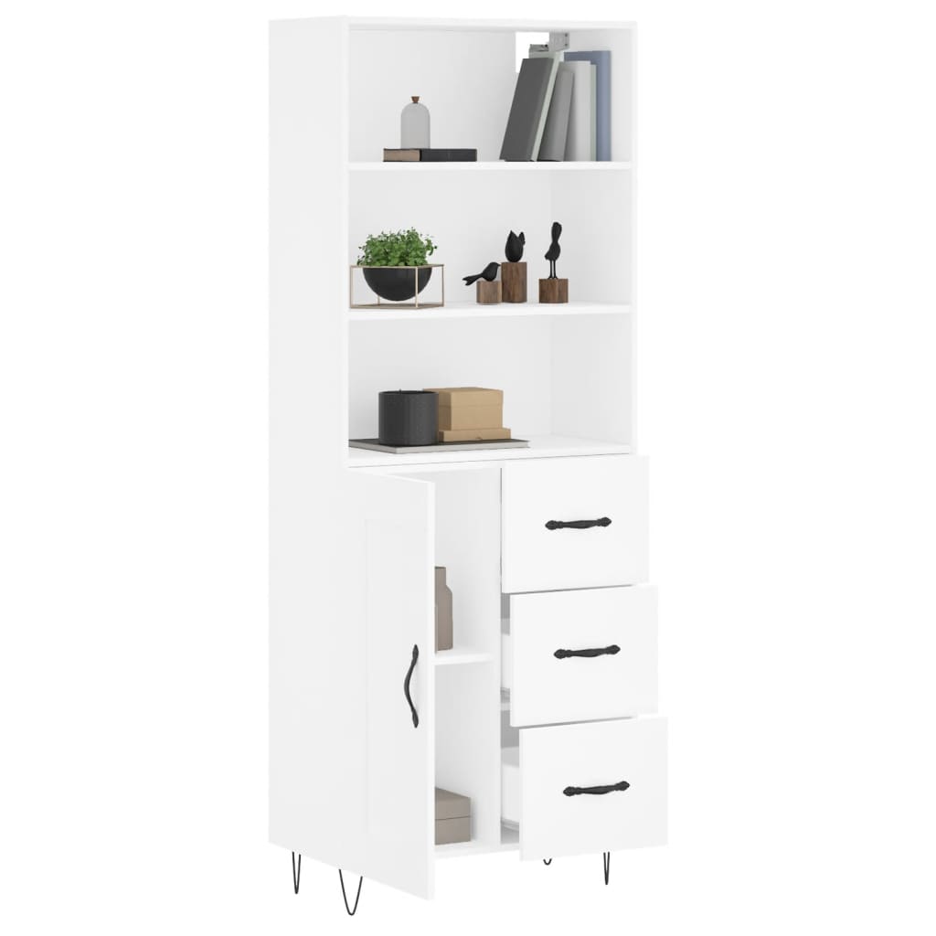 vidaXL Aparador alto madera contrachapada blanco 69,5x34x180 cm