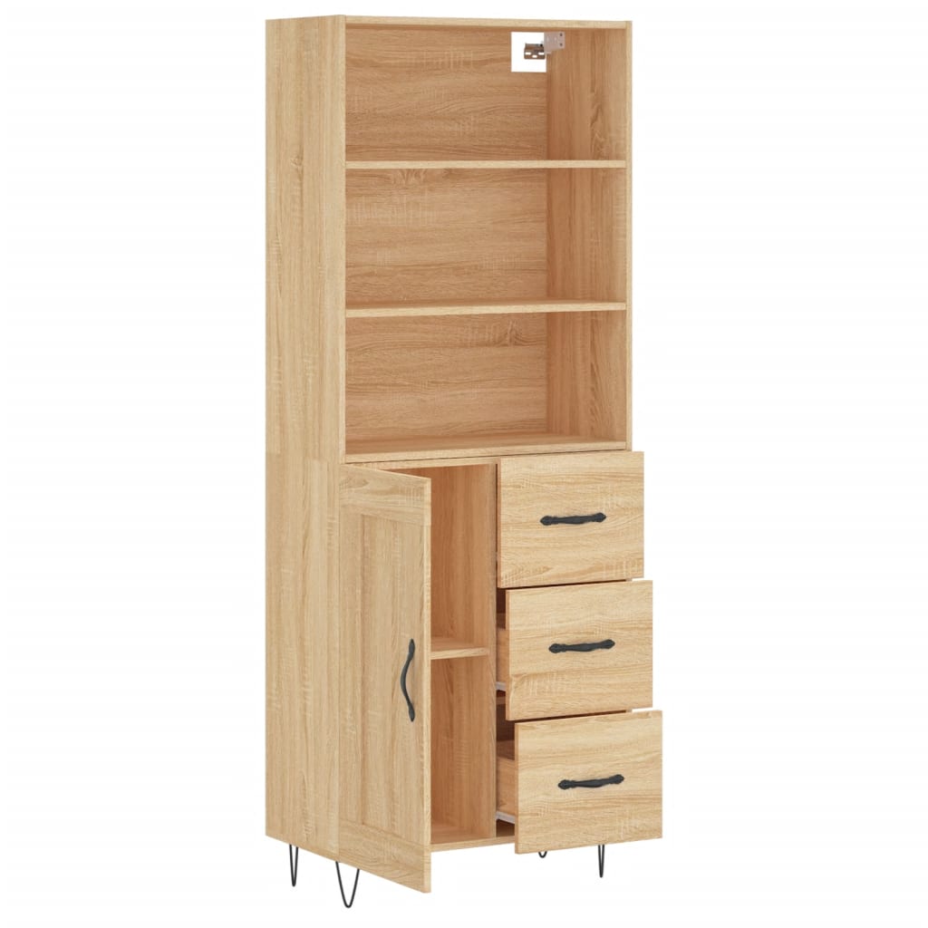 vidaXL Aparador alto madera contrachapada color roble 69,5x34x180 cm