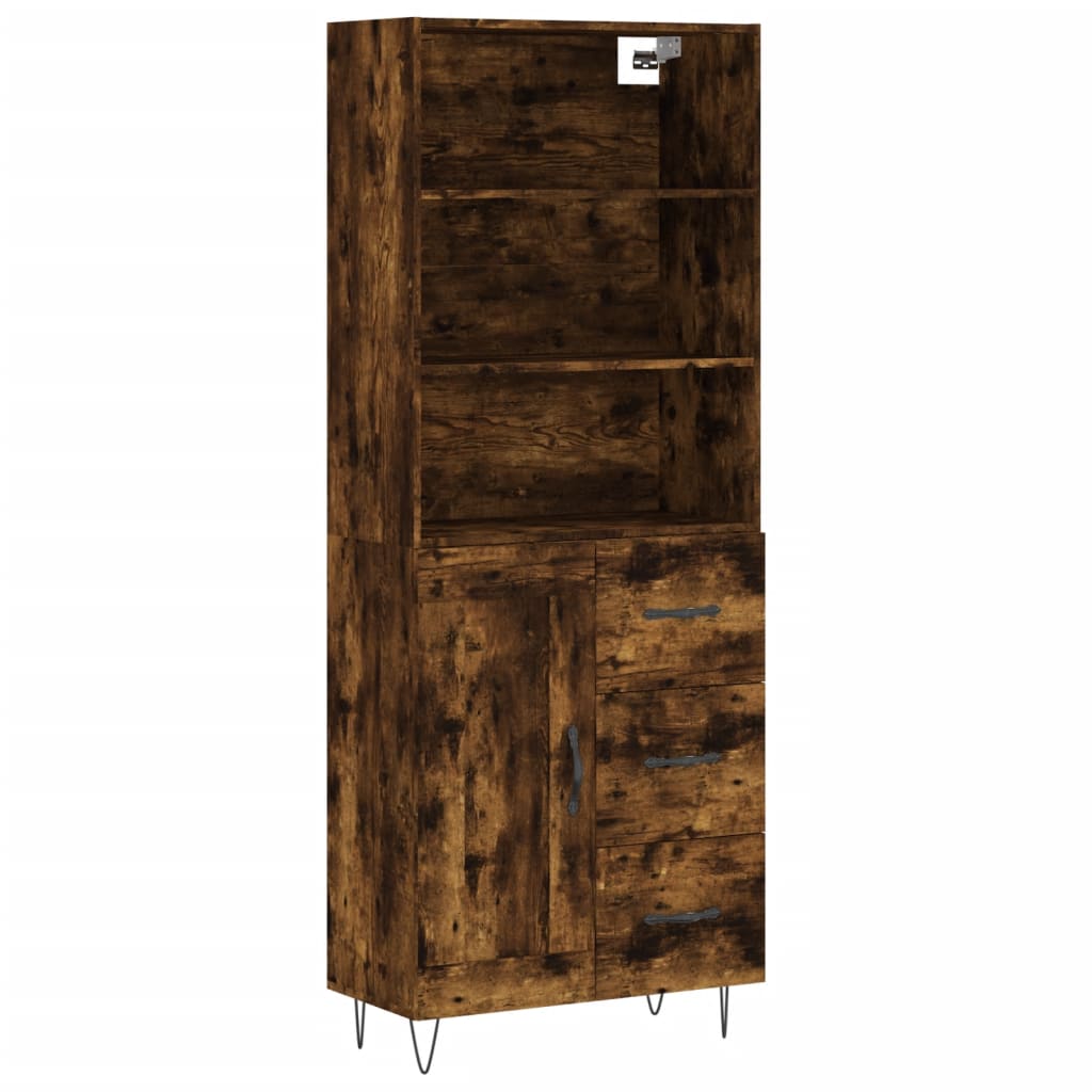 vidaXL Aparador alto madera contrachapada roble ahumado 69,5x34x180 cm