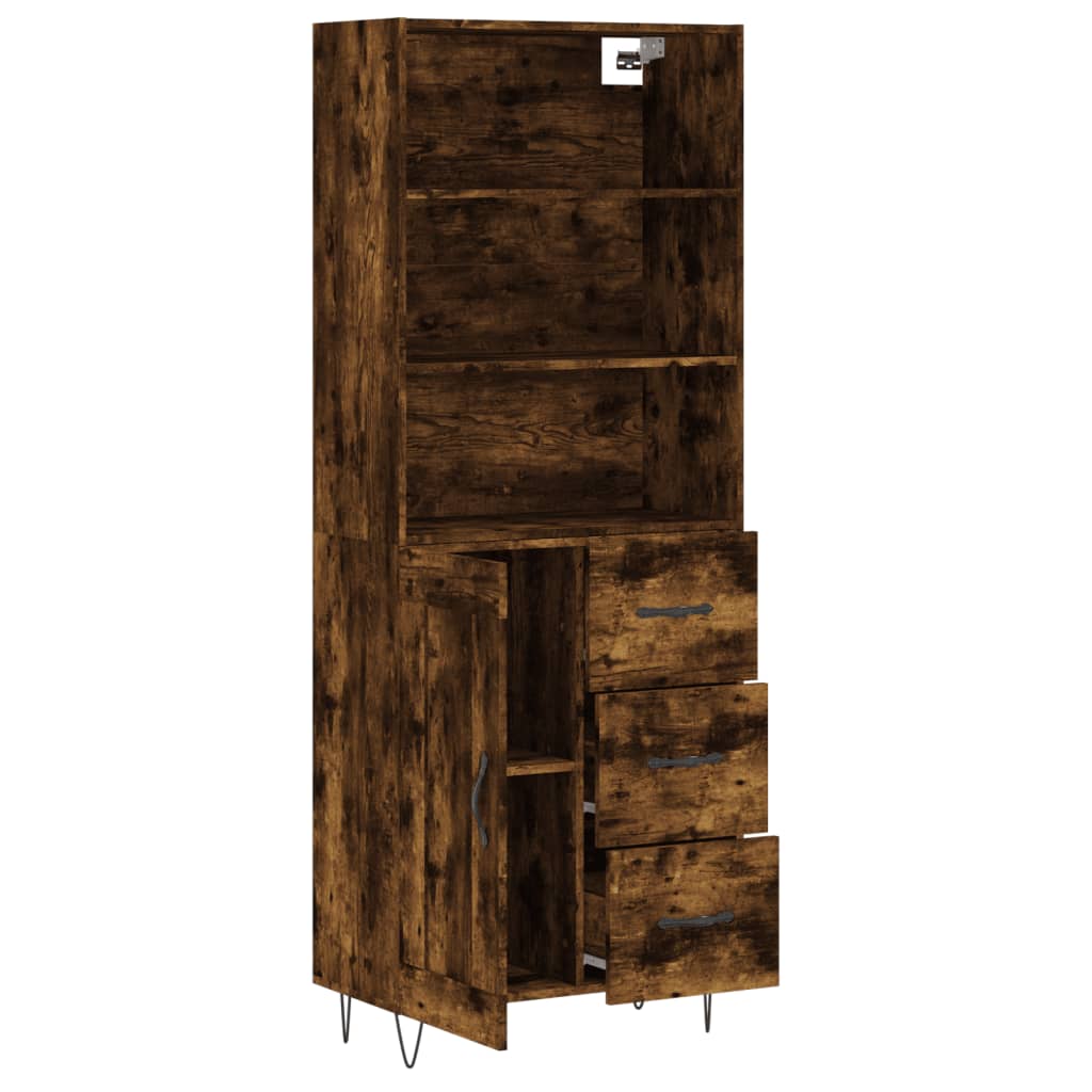 vidaXL Aparador alto madera contrachapada roble ahumado 69,5x34x180 cm