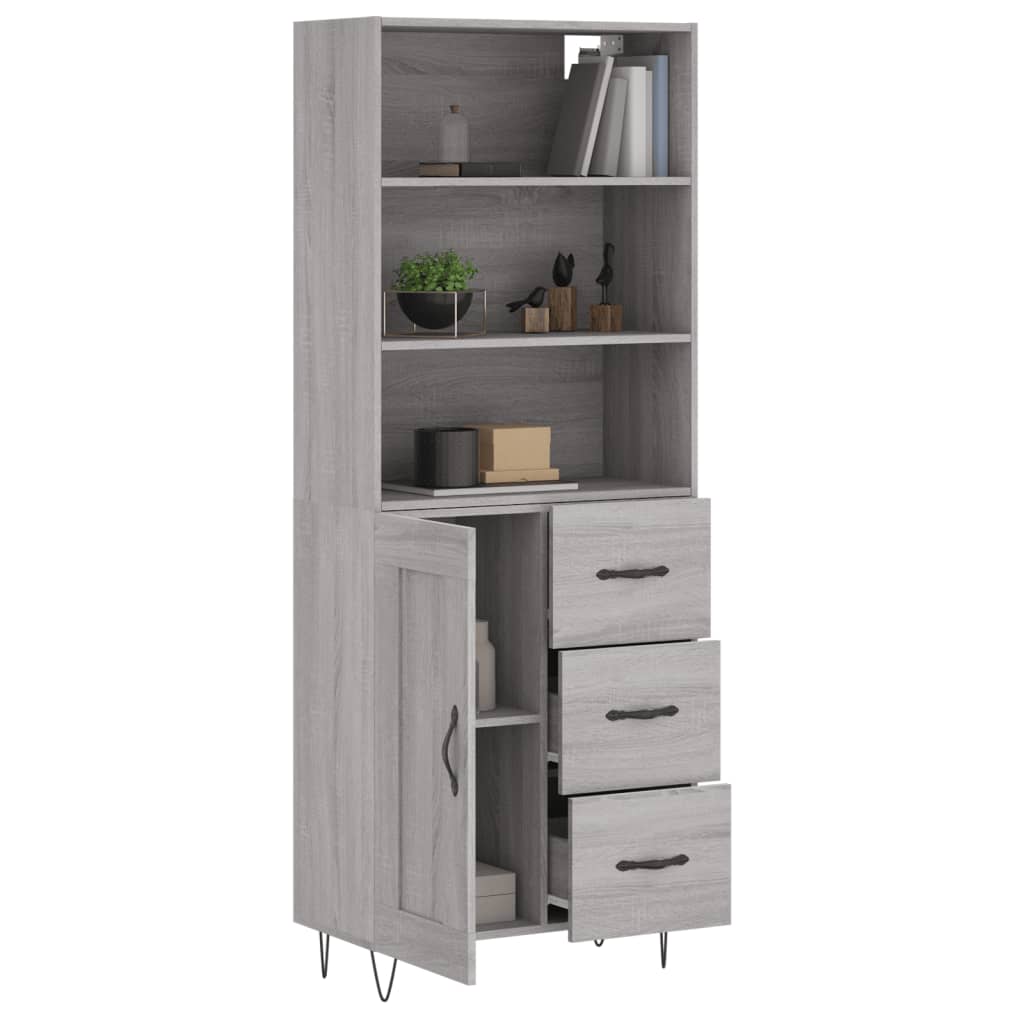 vidaXL Aparador alto madera contrachapada gris sonoma 69,5x34x180 cm