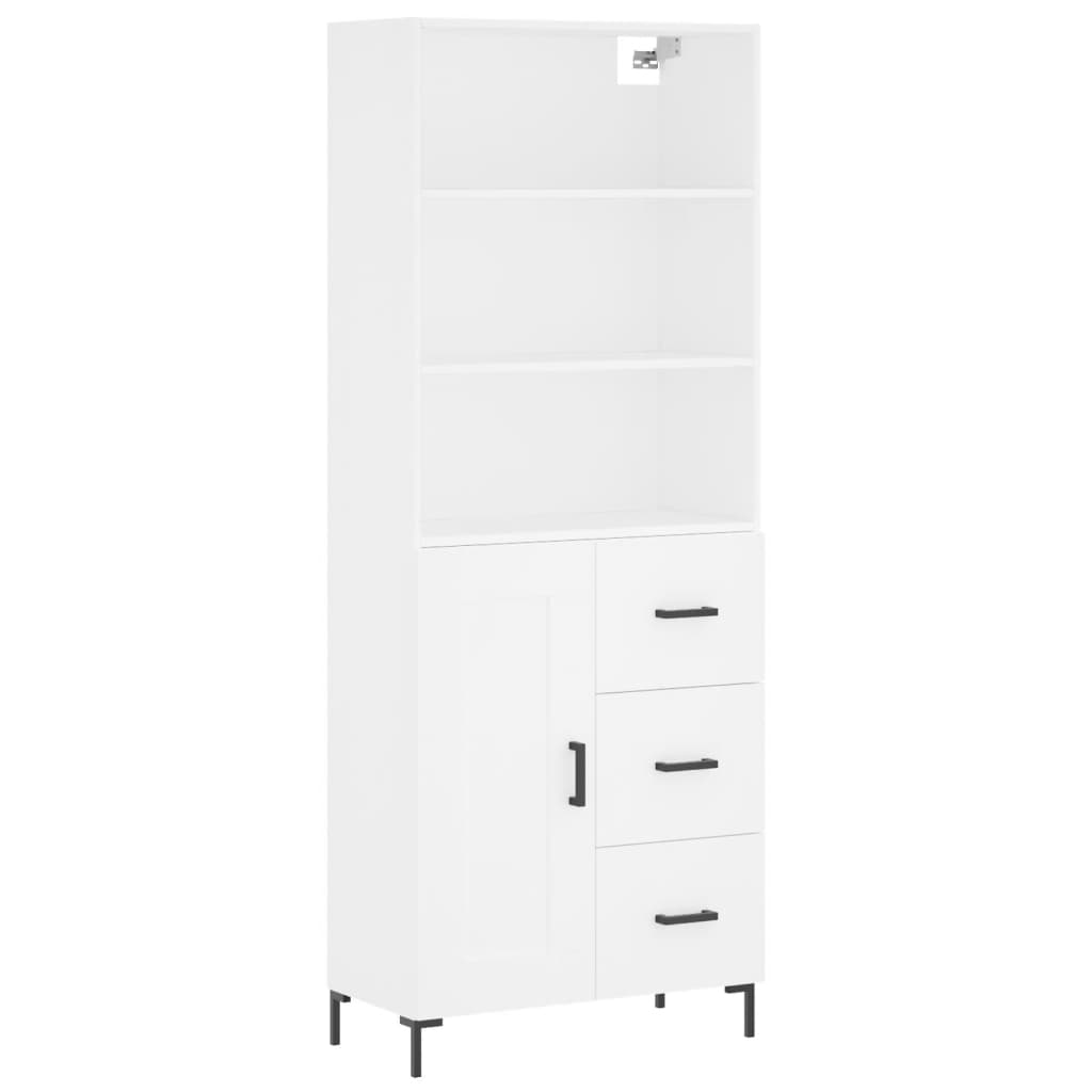 vidaXL Aparador alto madera contrachapada blanco 69,5x34x180 cm