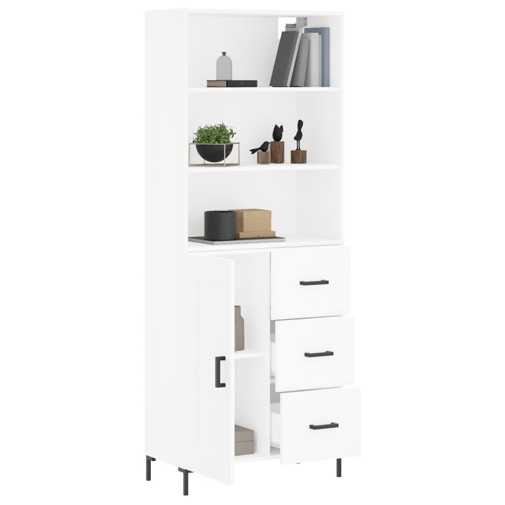 vidaXL Aparador alto madera contrachapada blanco 69,5x34x180 cm