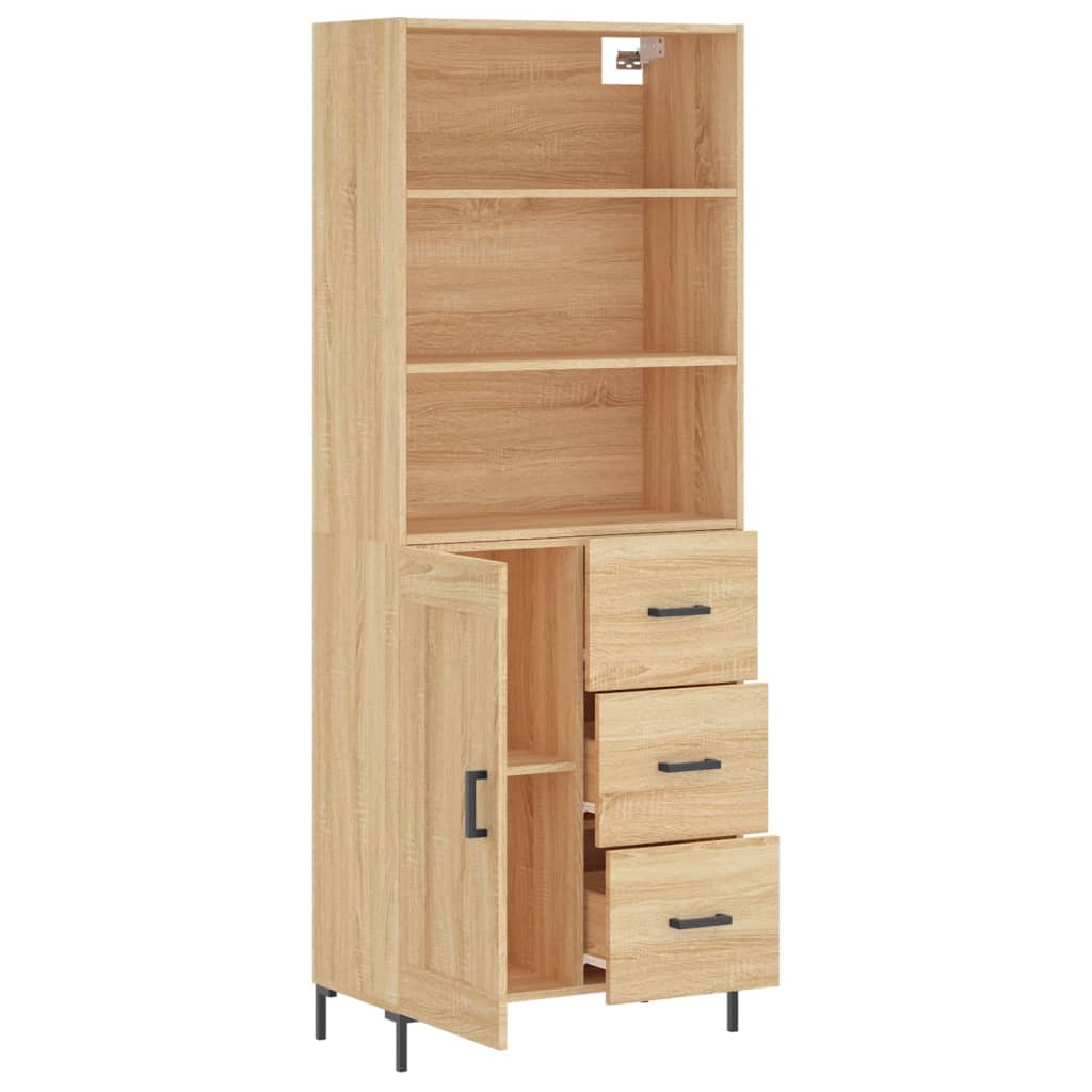 vidaXL Aparador alto madera contrachapada color roble 69,5x34x180 cm