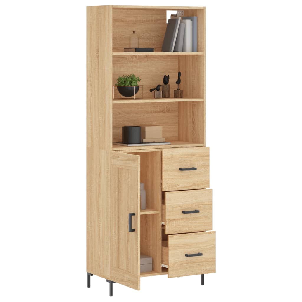 vidaXL Aparador alto madera contrachapada color roble 69,5x34x180 cm