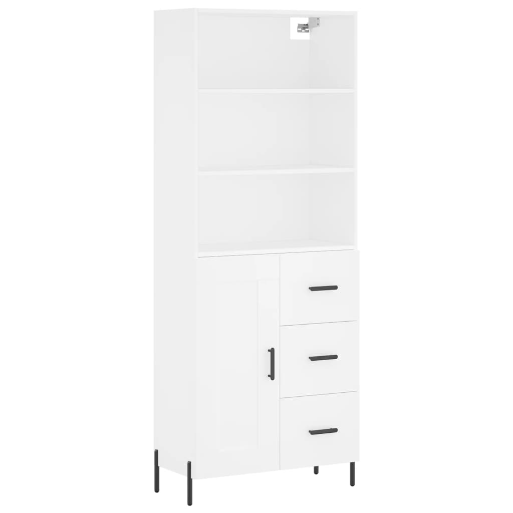 vidaXL Aparador alto madera contrachapada blanco 69,5x34x180 cm