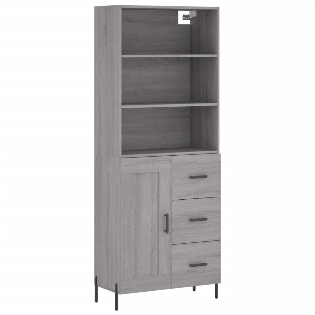 vidaXL Aparador alto madera contrachapada gris sonoma 69,5x34x180 cm