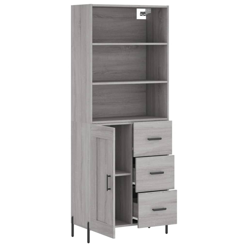 vidaXL Aparador alto madera contrachapada gris sonoma 69,5x34x180 cm