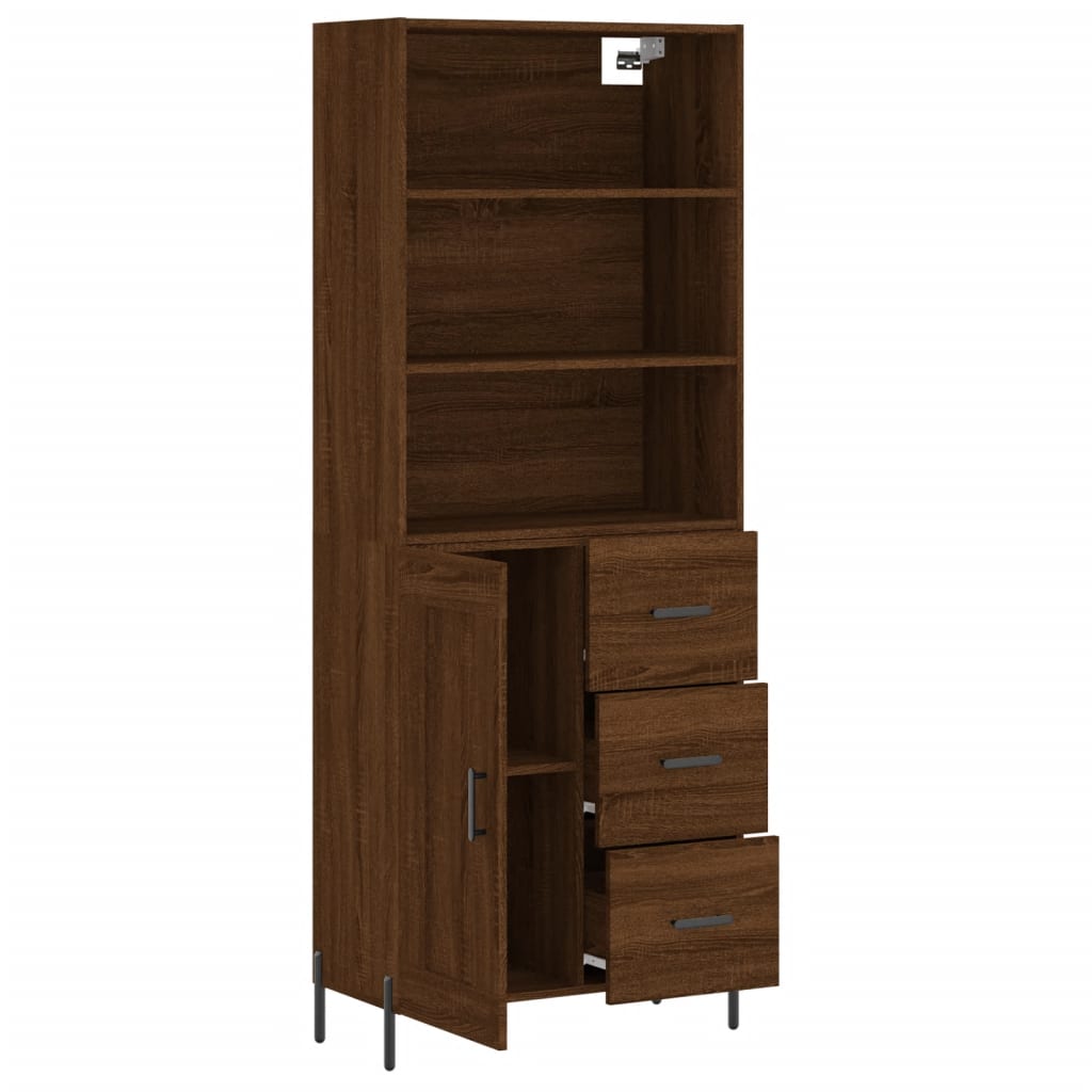 vidaXL Aparador alto madera contrachapada marrón roble 69,5x34x180 cm