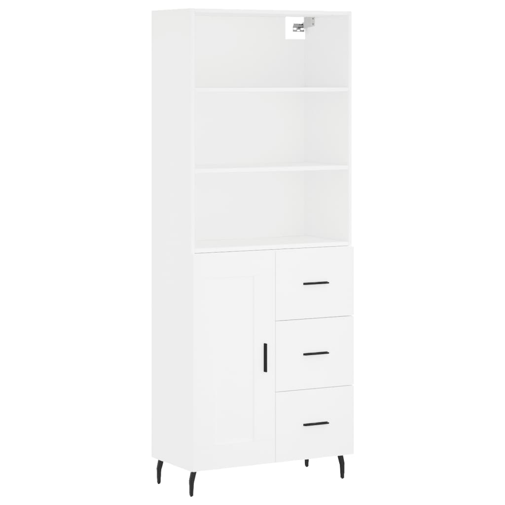 vidaXL Aparador alto madera contrachapada blanco 69,5x34x180 cm