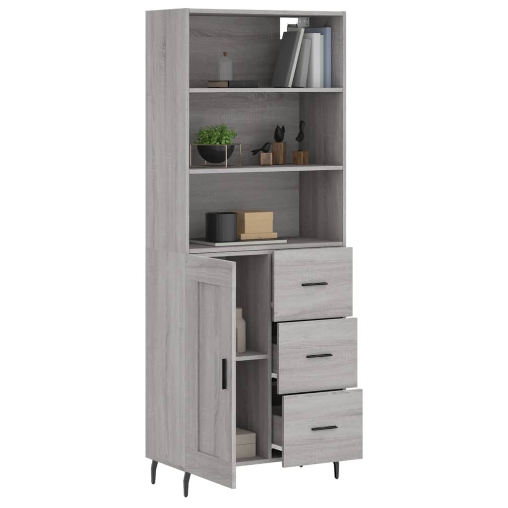 vidaXL Aparador alto madera contrachapada gris sonoma 69,5x34x180 cm