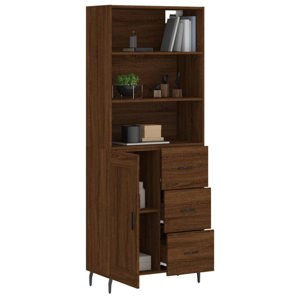 vidaXL Aparador alto madera contrachapada marrón roble 69,5x34x180 cm