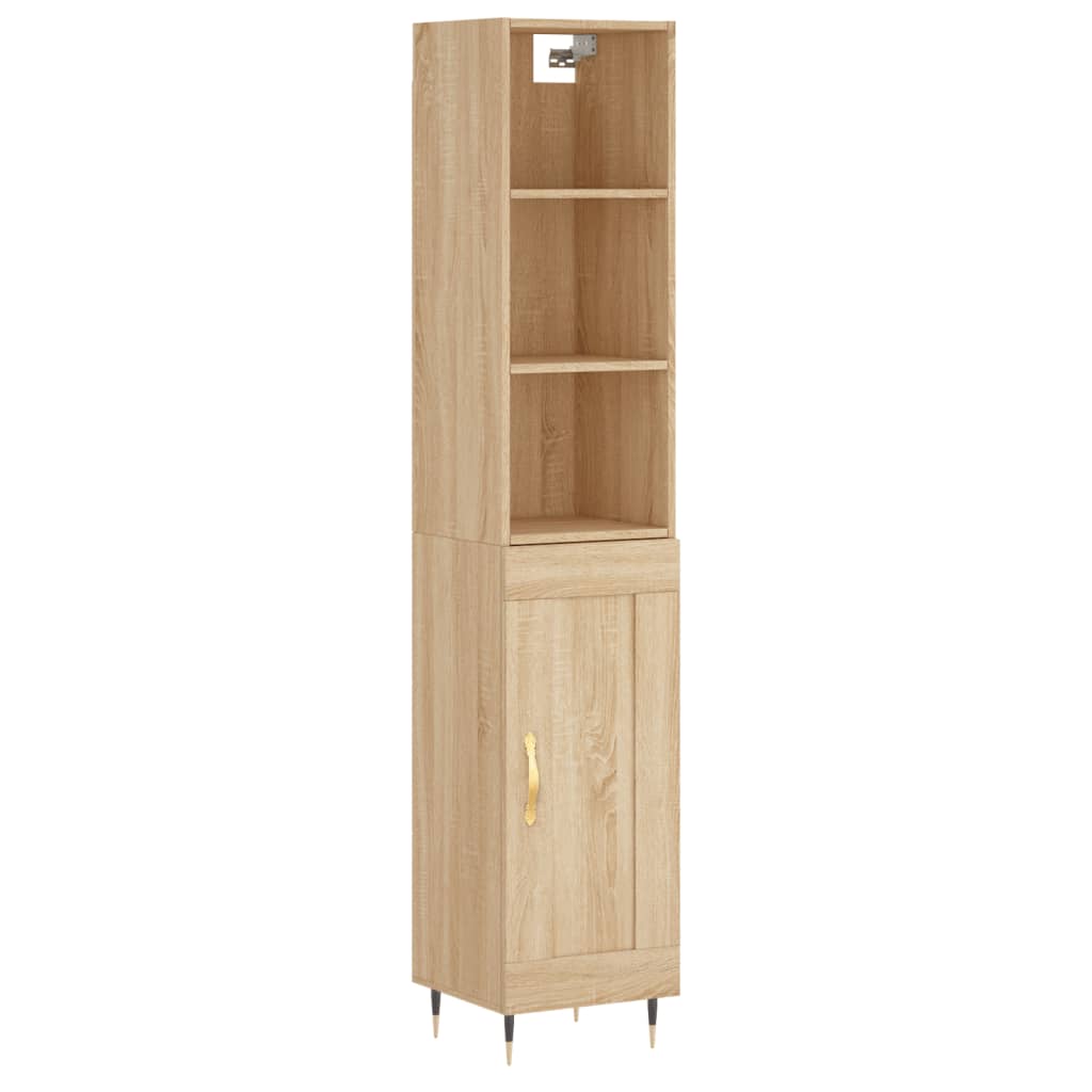 vidaXL Aparador de madera contrachapada roble Sonoma 34,5x34x180 cm