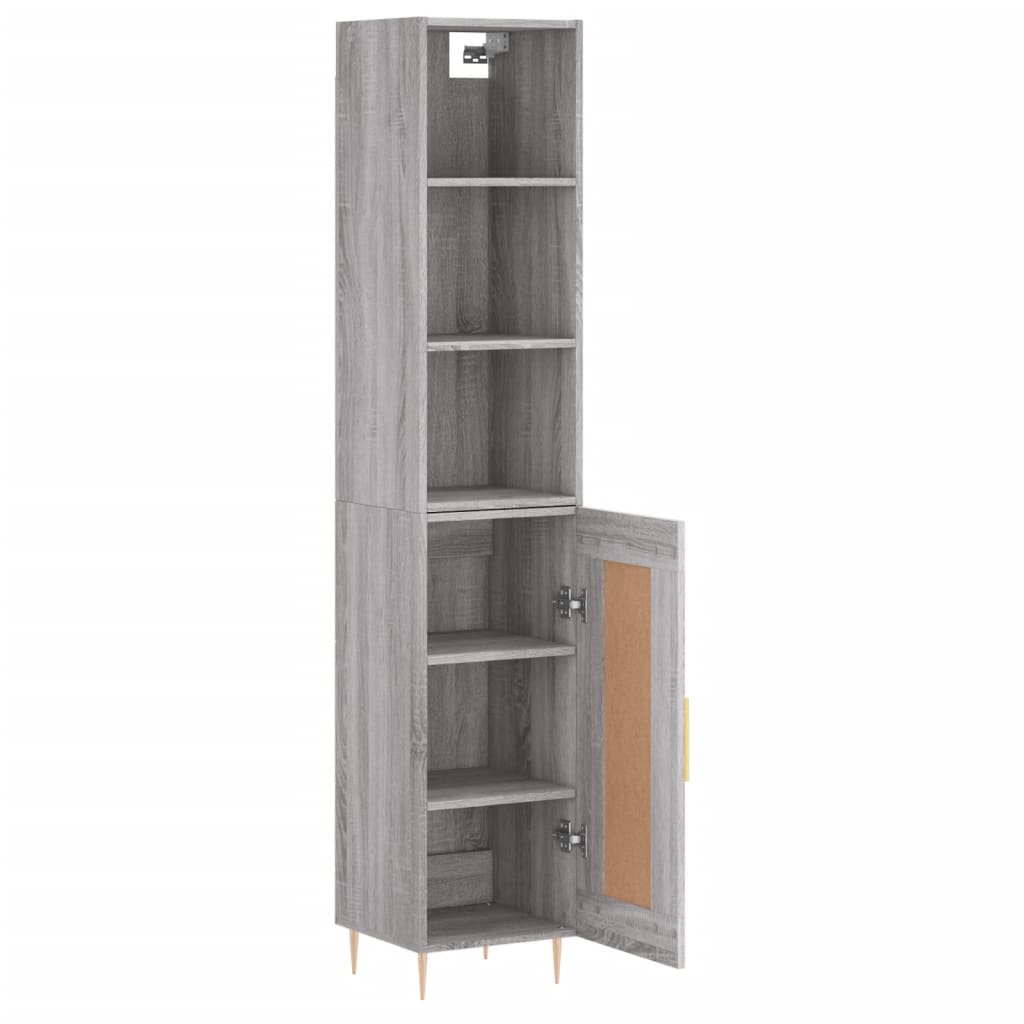 vidaXL Aparador alto madera contrachapada gris Sonoma 34,5x34x180 cm