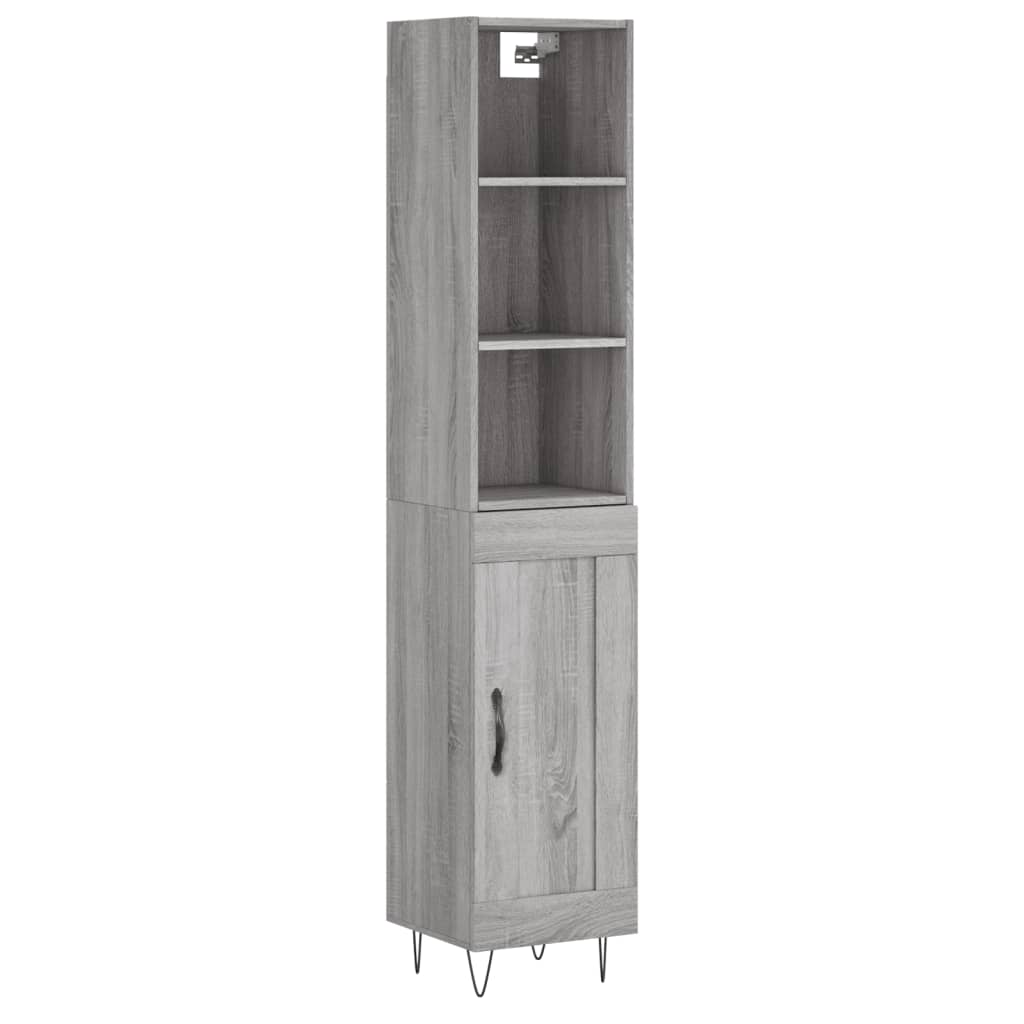 vidaXL Aparador alto madera contrachapada gris Sonoma 34,5x34x180 cm