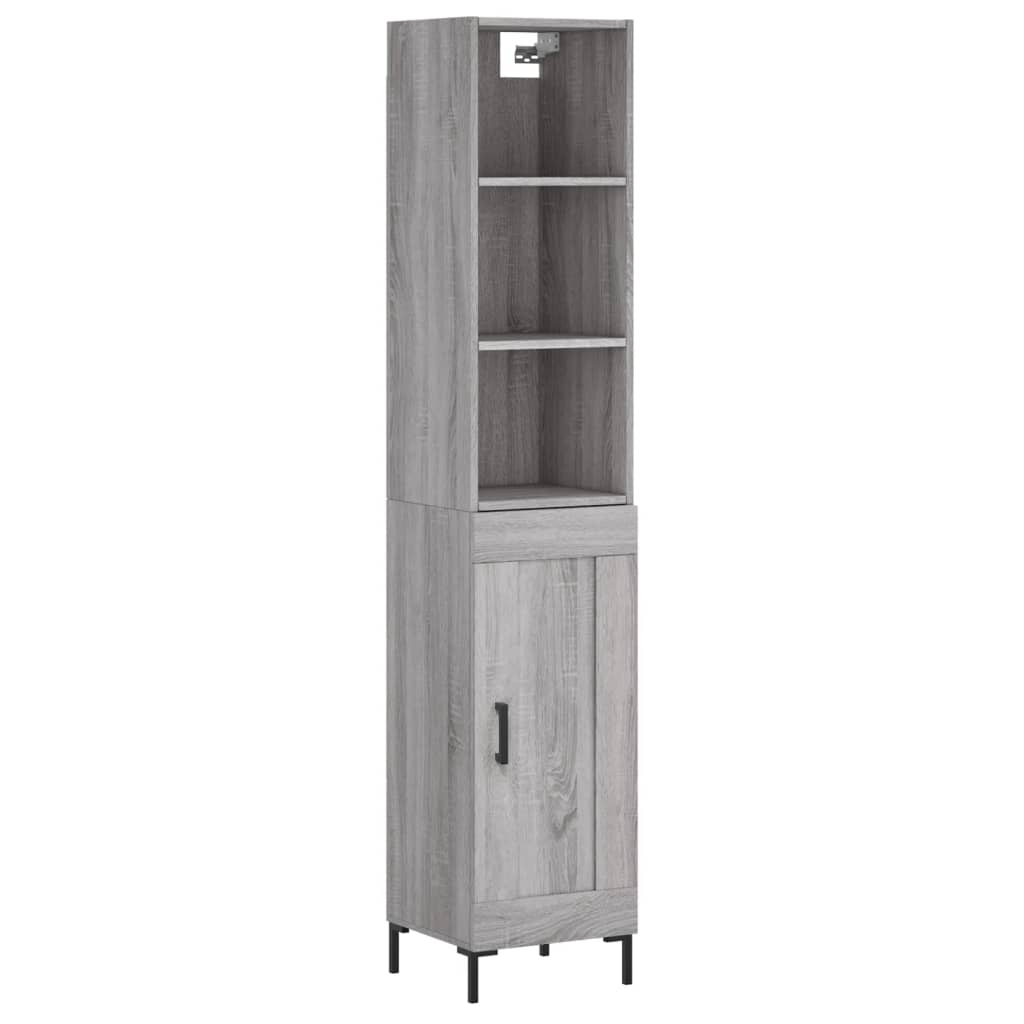 vidaXL Aparador alto madera contrachapada gris Sonoma 34,5x34x180 cm