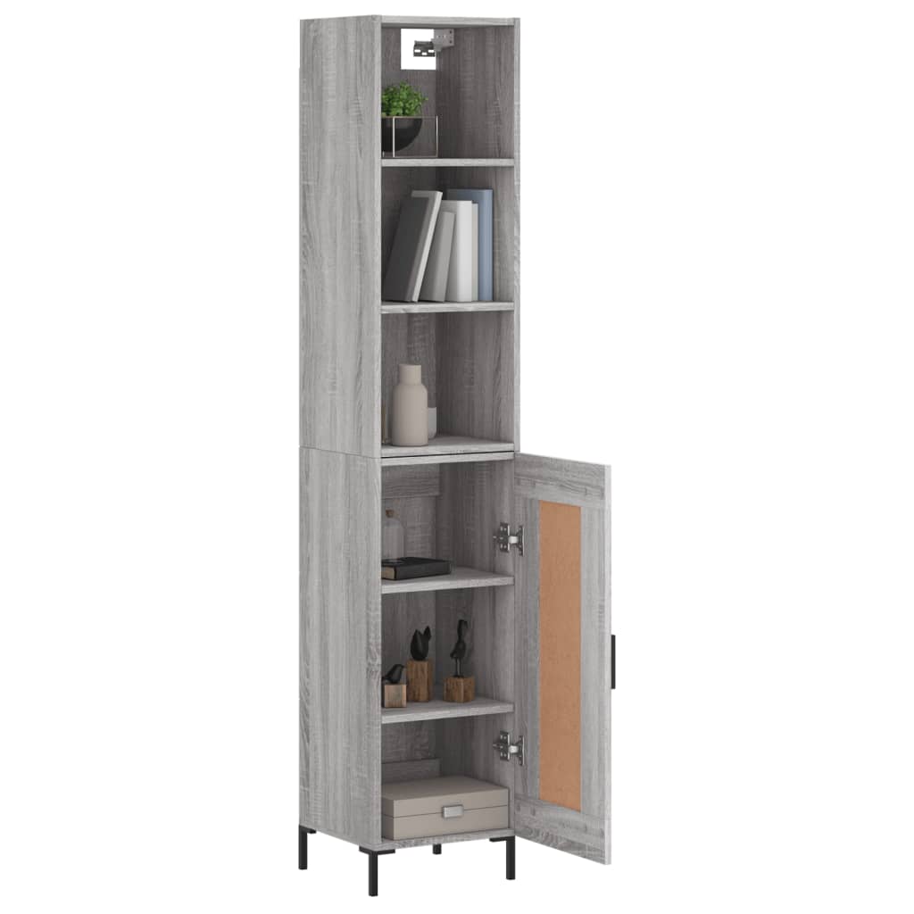 vidaXL Aparador alto madera contrachapada gris Sonoma 34,5x34x180 cm