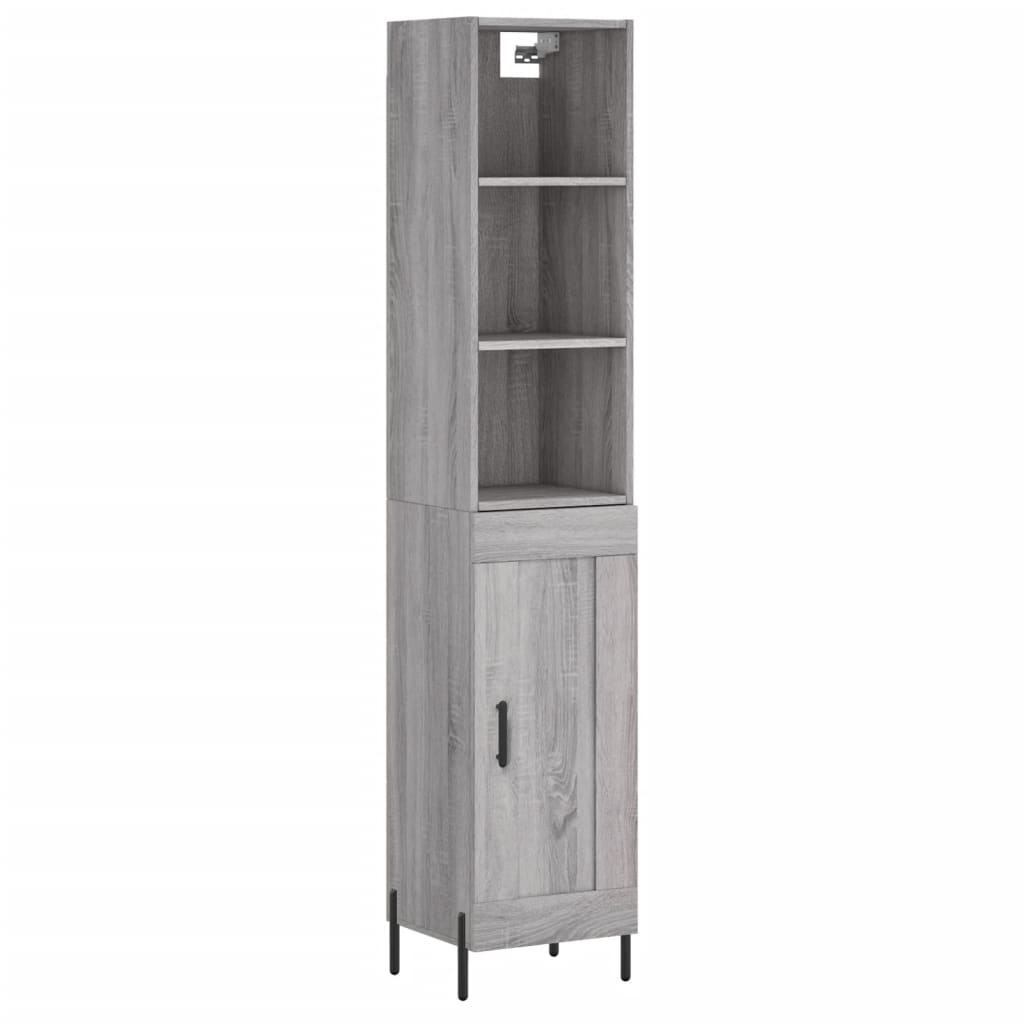 vidaXL Aparador alto madera contrachapada gris Sonoma 34,5x34x180 cm