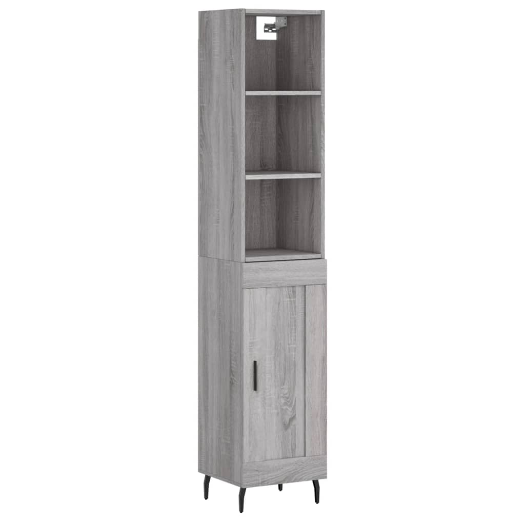 vidaXL Aparador alto madera contrachapada gris Sonoma 34,5x34x180 cm