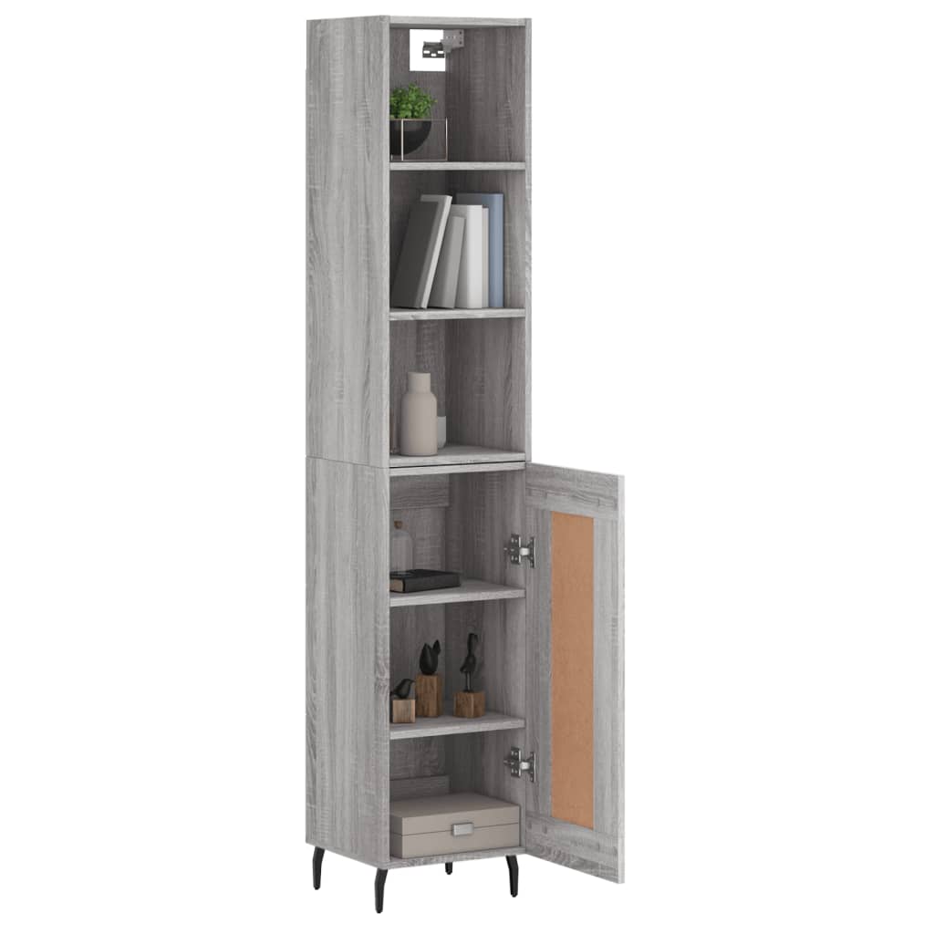 vidaXL Aparador alto madera contrachapada gris Sonoma 34,5x34x180 cm