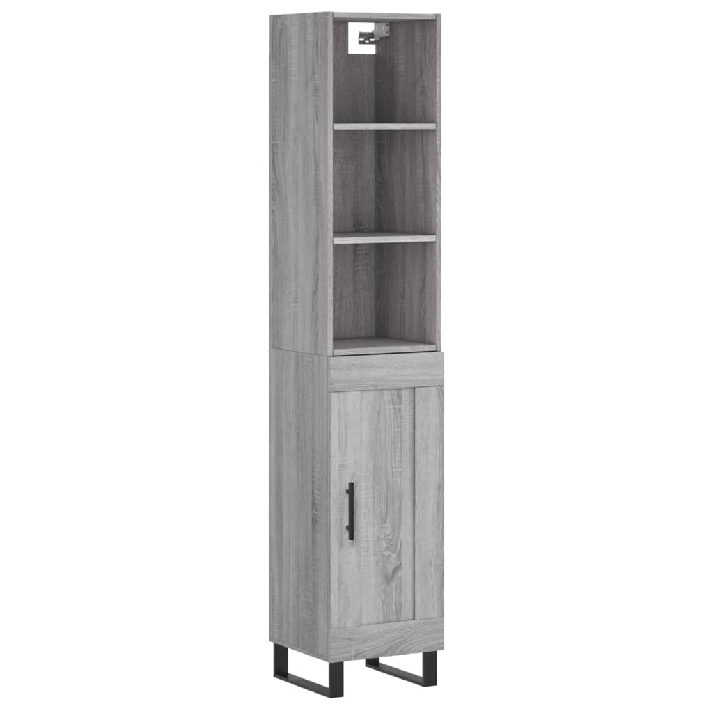 vidaXL Aparador alto madera contrachapada gris Sonoma 34,5x34x180 cm