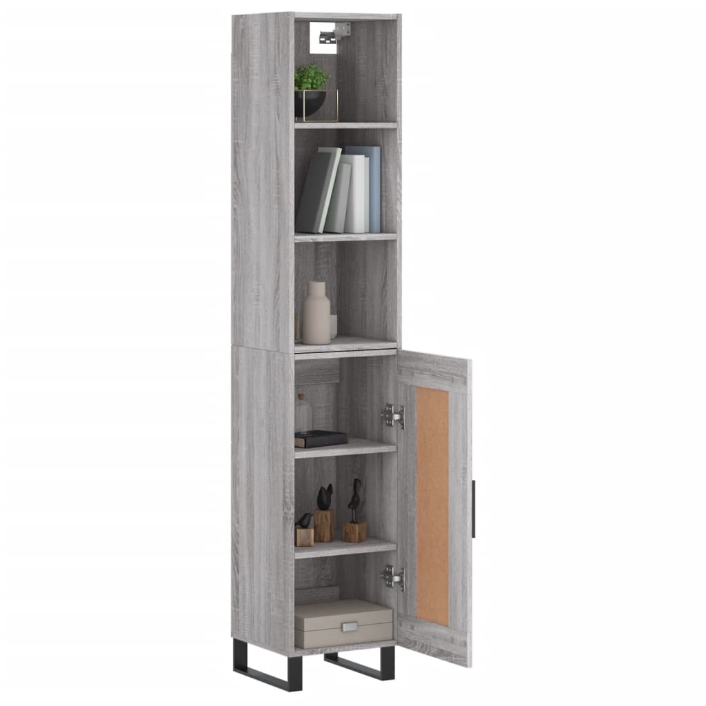 vidaXL Aparador alto madera contrachapada gris Sonoma 34,5x34x180 cm